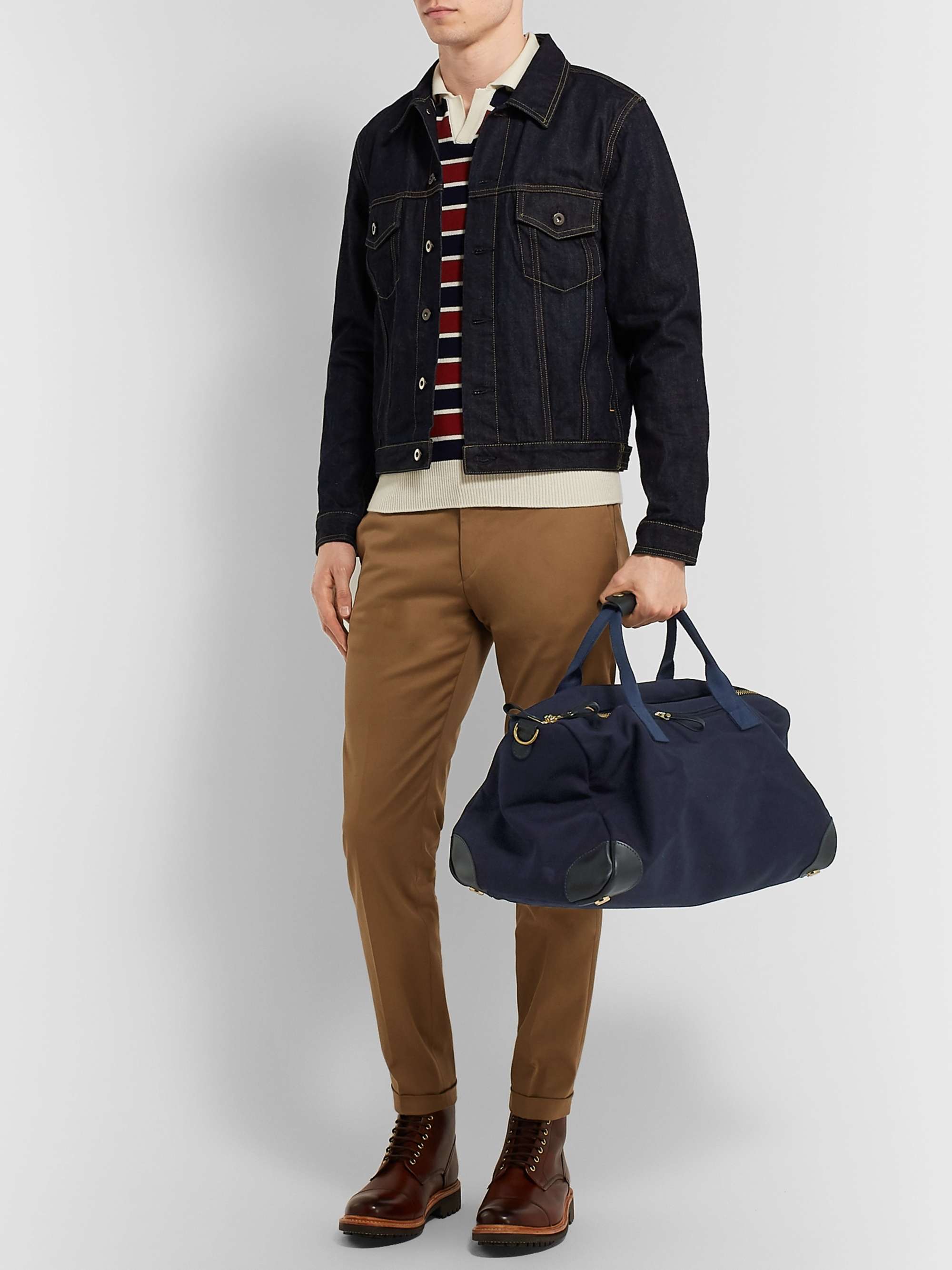 BENNETT WINCH Commuter Leather-Trimmed Cotton-Twill Holdall