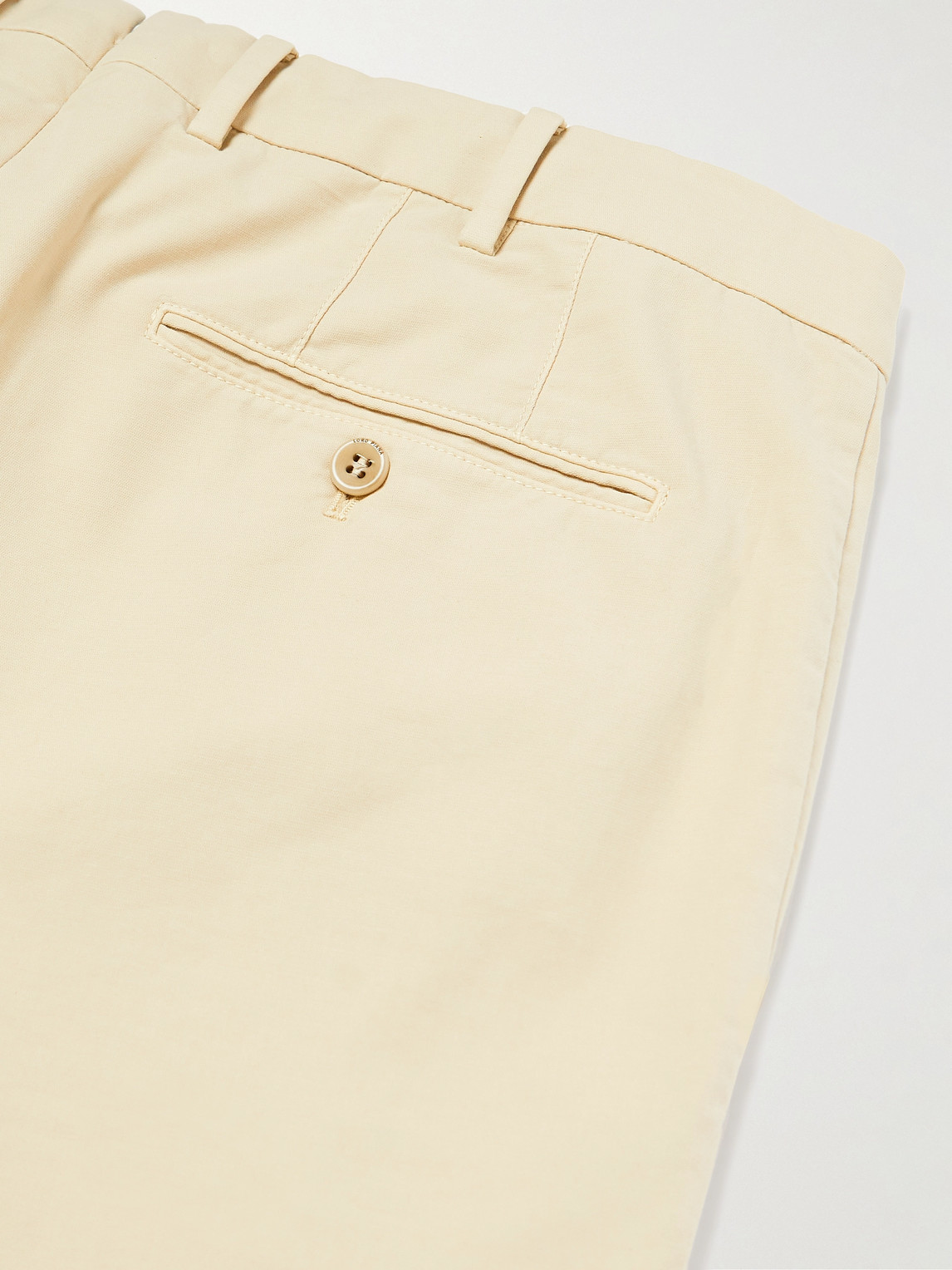 Shop Loro Piana Pantaflat Slim-fit Pleated Stretch-cotton Trousers In Neutrals