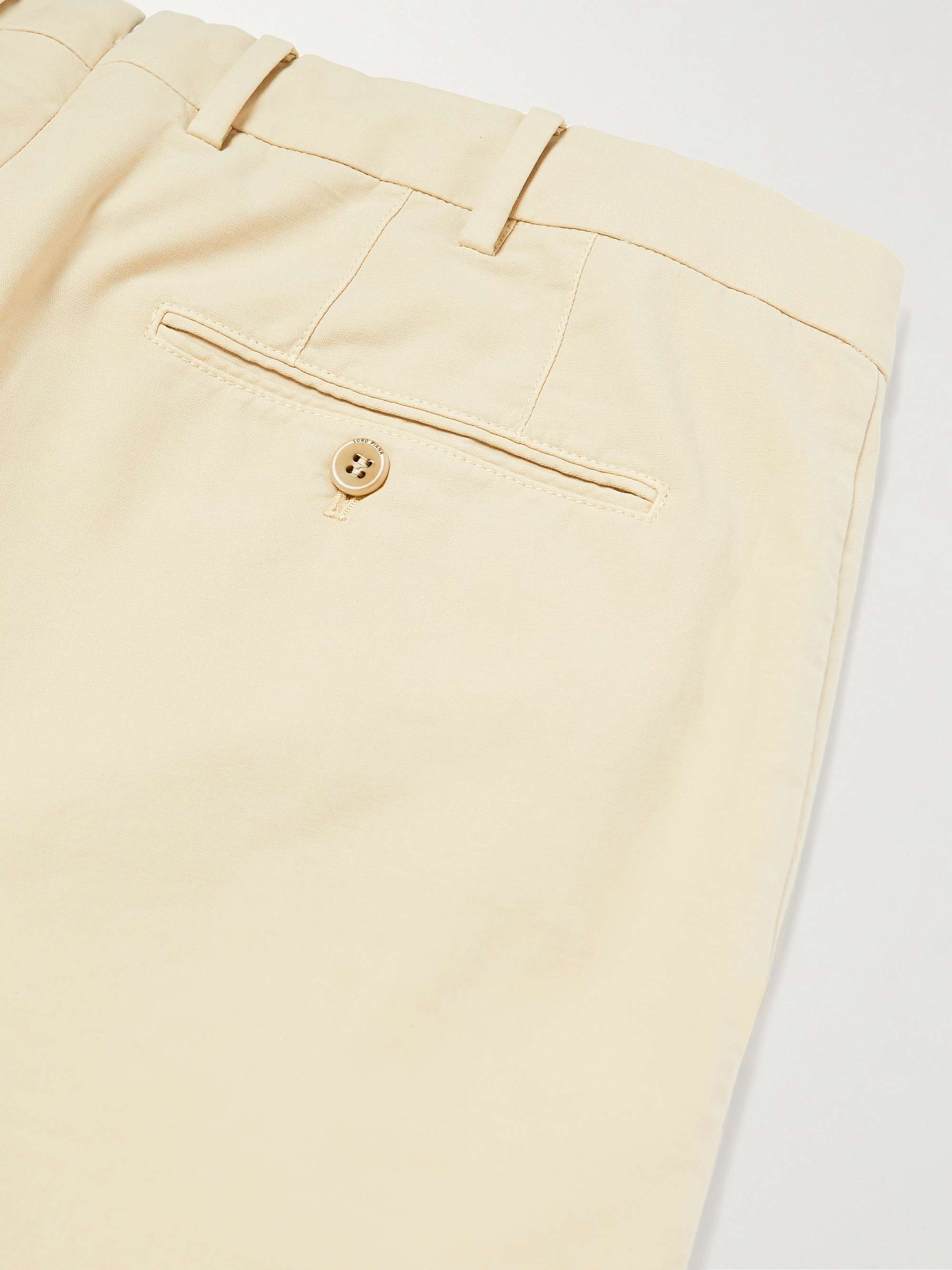 LORO PIANA 팬타플랫 슬림 핏 플리츠 스트레치 코튼 팬츠