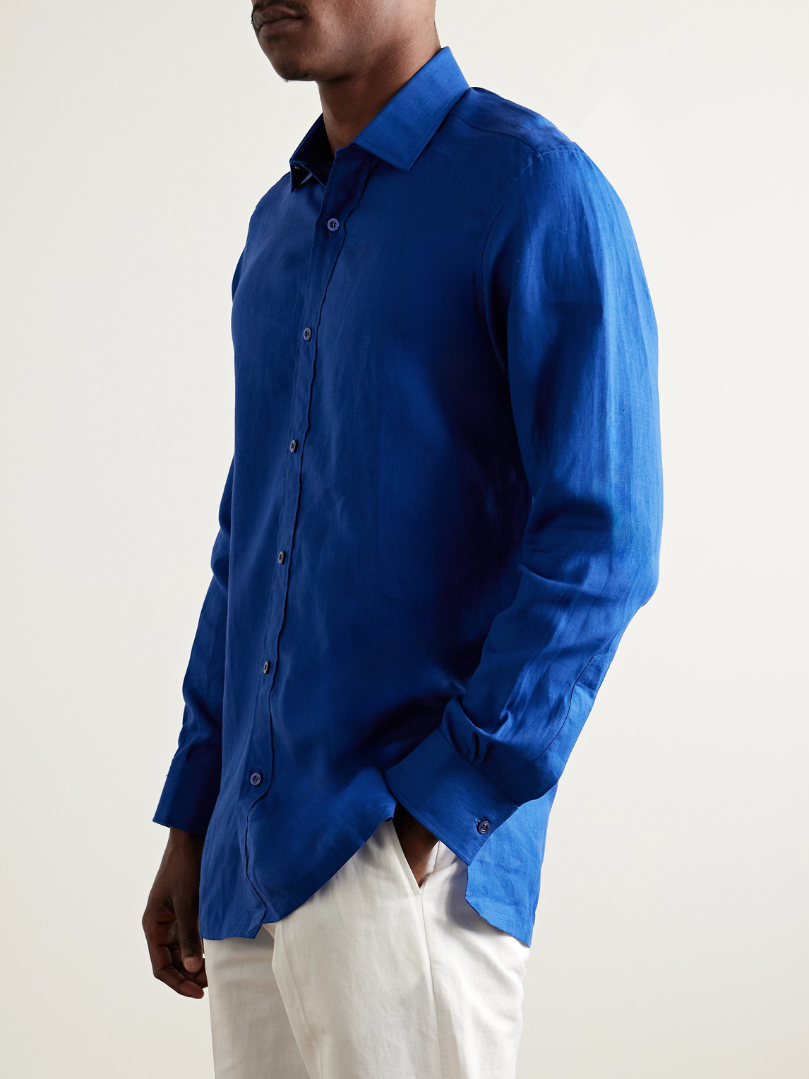 Shop Charvet Linen Shirt In Blue