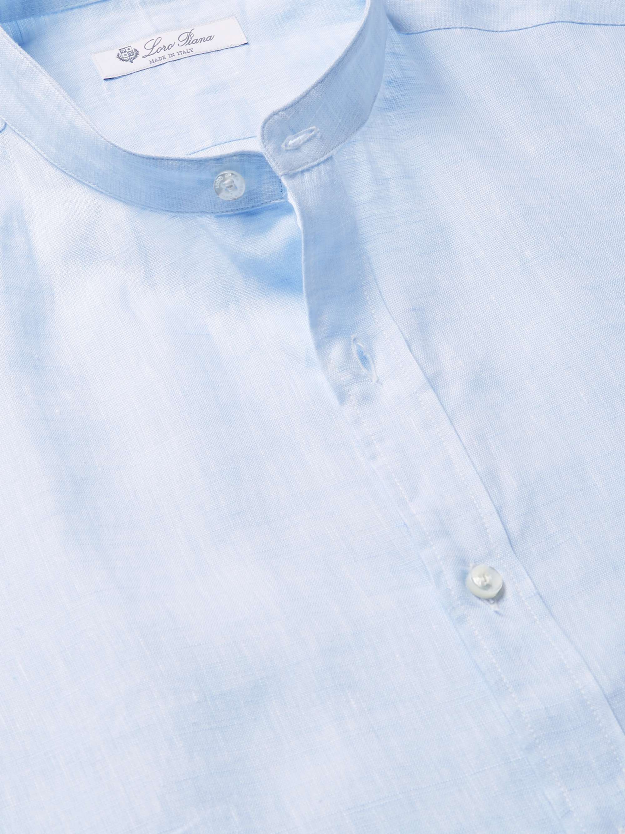 LORO PIANA Alvin Slim-Fit Grandad-Collar Slub Linen Shirt