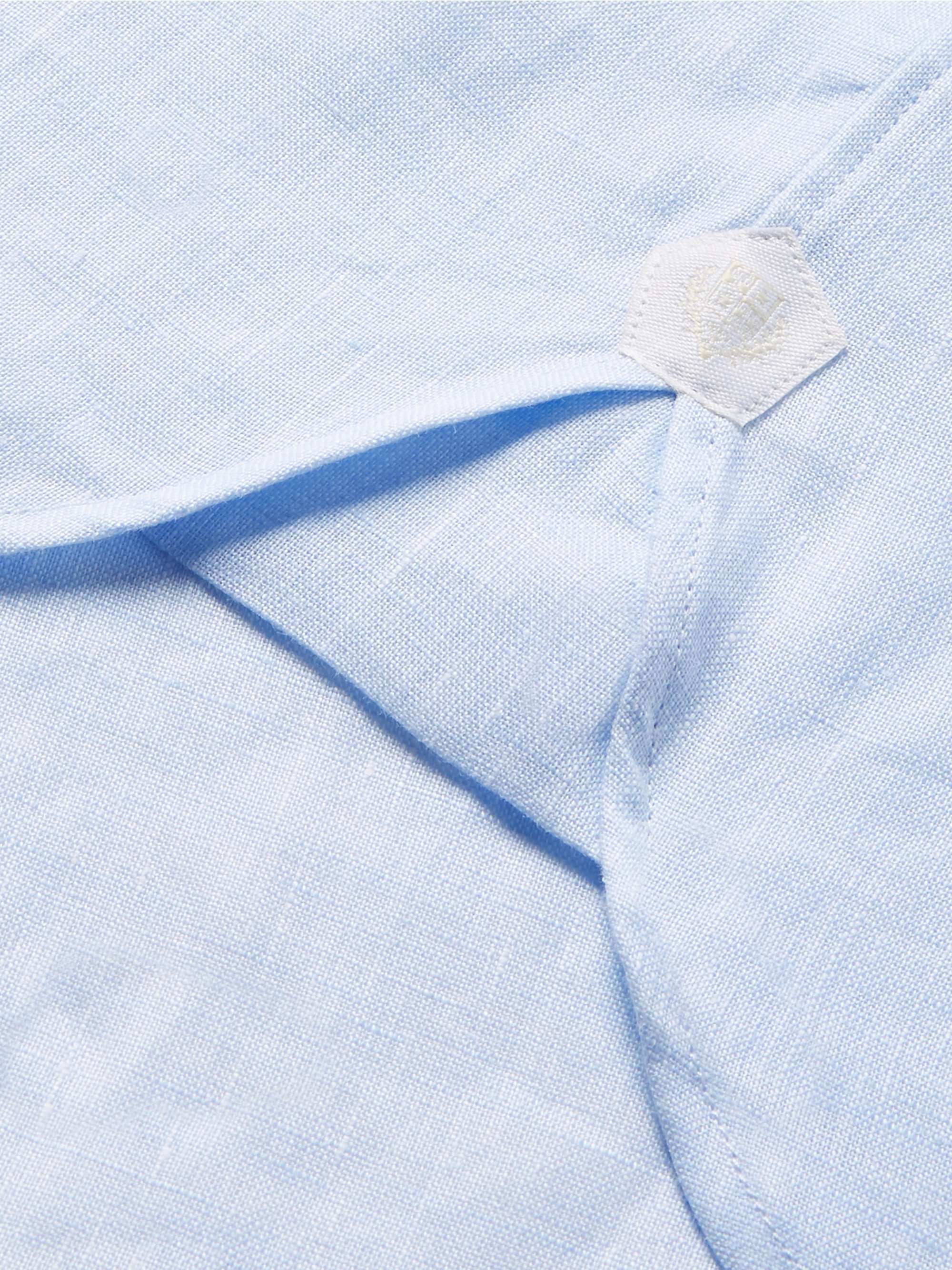 LORO PIANA Alvin Slim-Fit Grandad-Collar Slub Linen Shirt