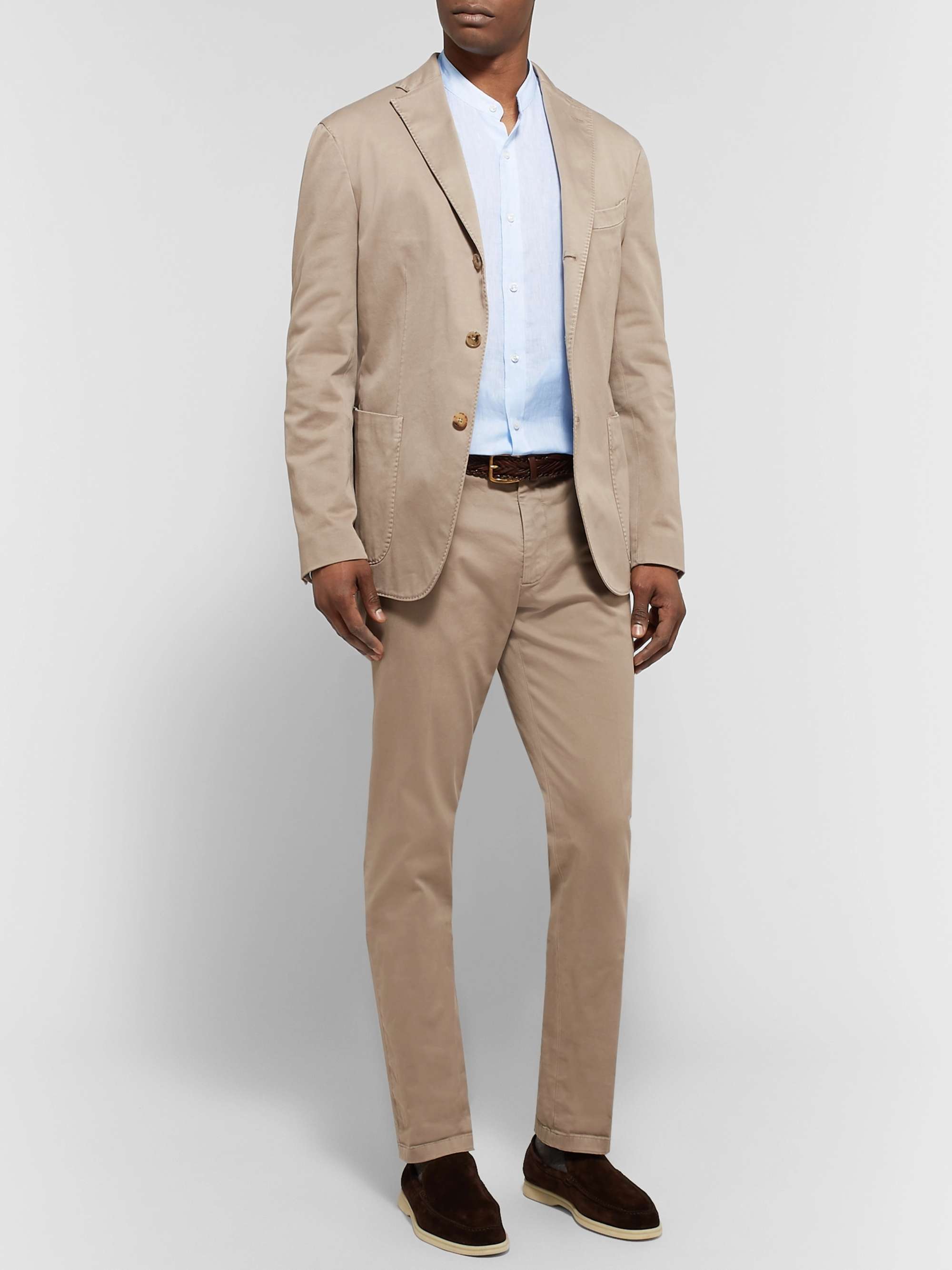 LORO PIANA Alvin Slim-Fit Grandad-Collar Slub Linen Shirt