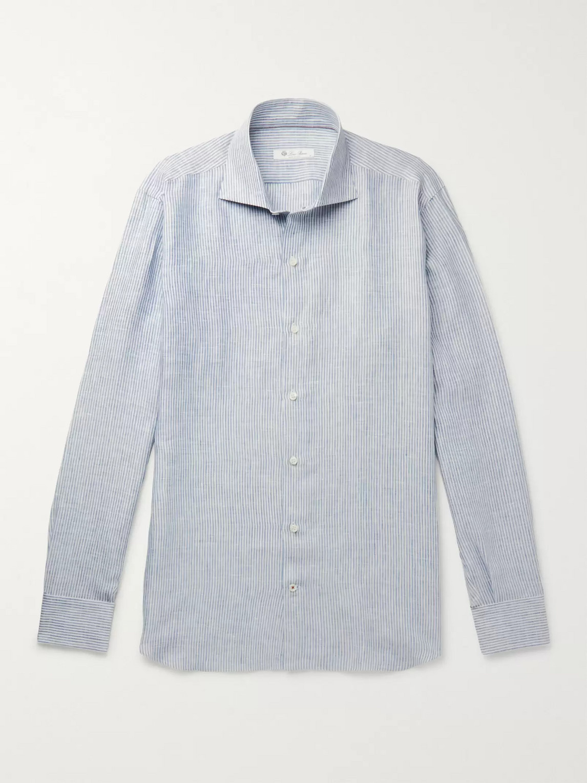 Loro Piana Albert Slim-Fit Cutaway-Collar Striped Linen Shirt - Men