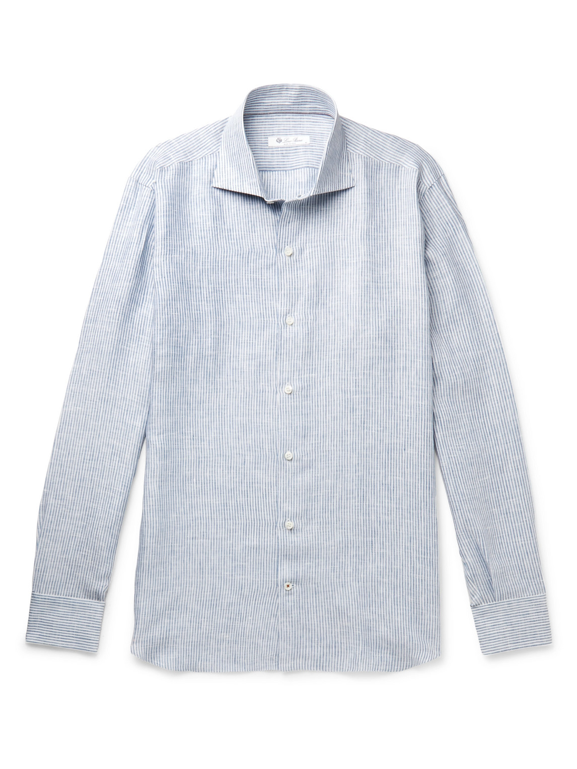 Loro Piana Albert Slim-fit Cutaway-collar Striped Linen Shirt In Blue