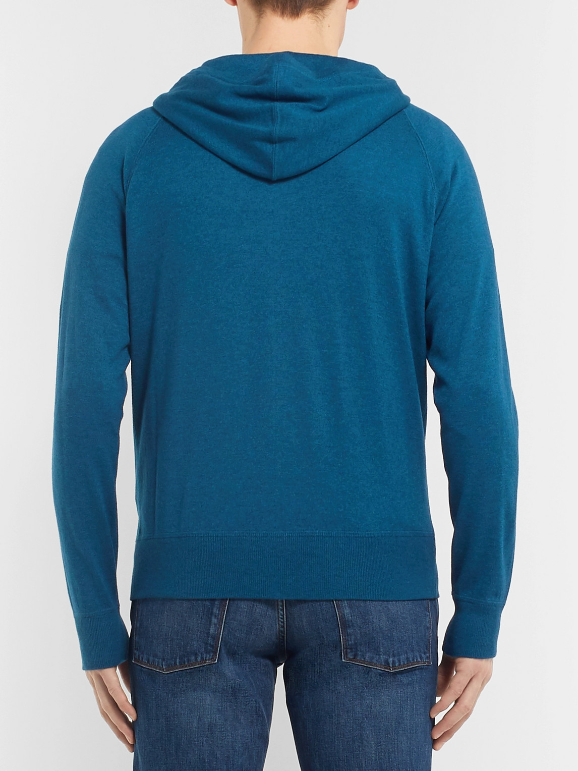 Shop Loro Piana Portland Cashmere And Silk-blend Zip-up Hoodie In Blue