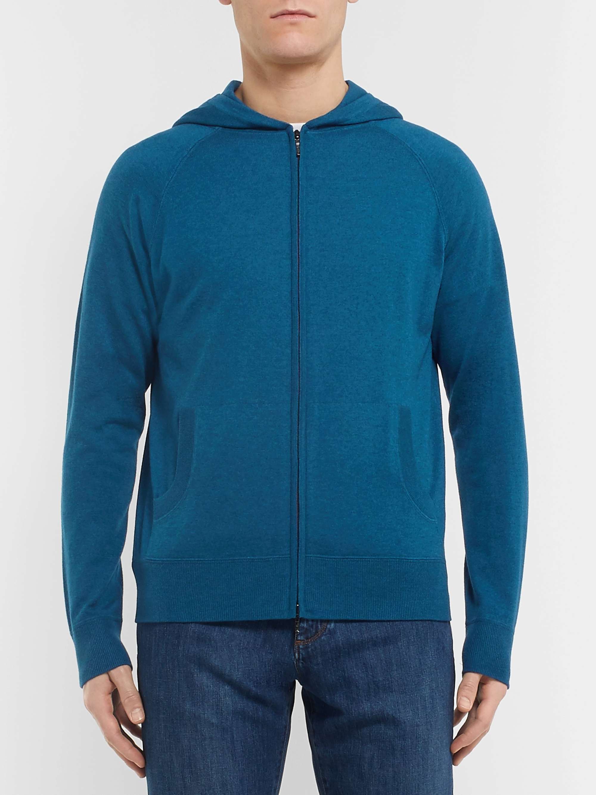 LORO PIANA Portland Mélange Cashmere and Silk-Blend Zip-Up Hoodie