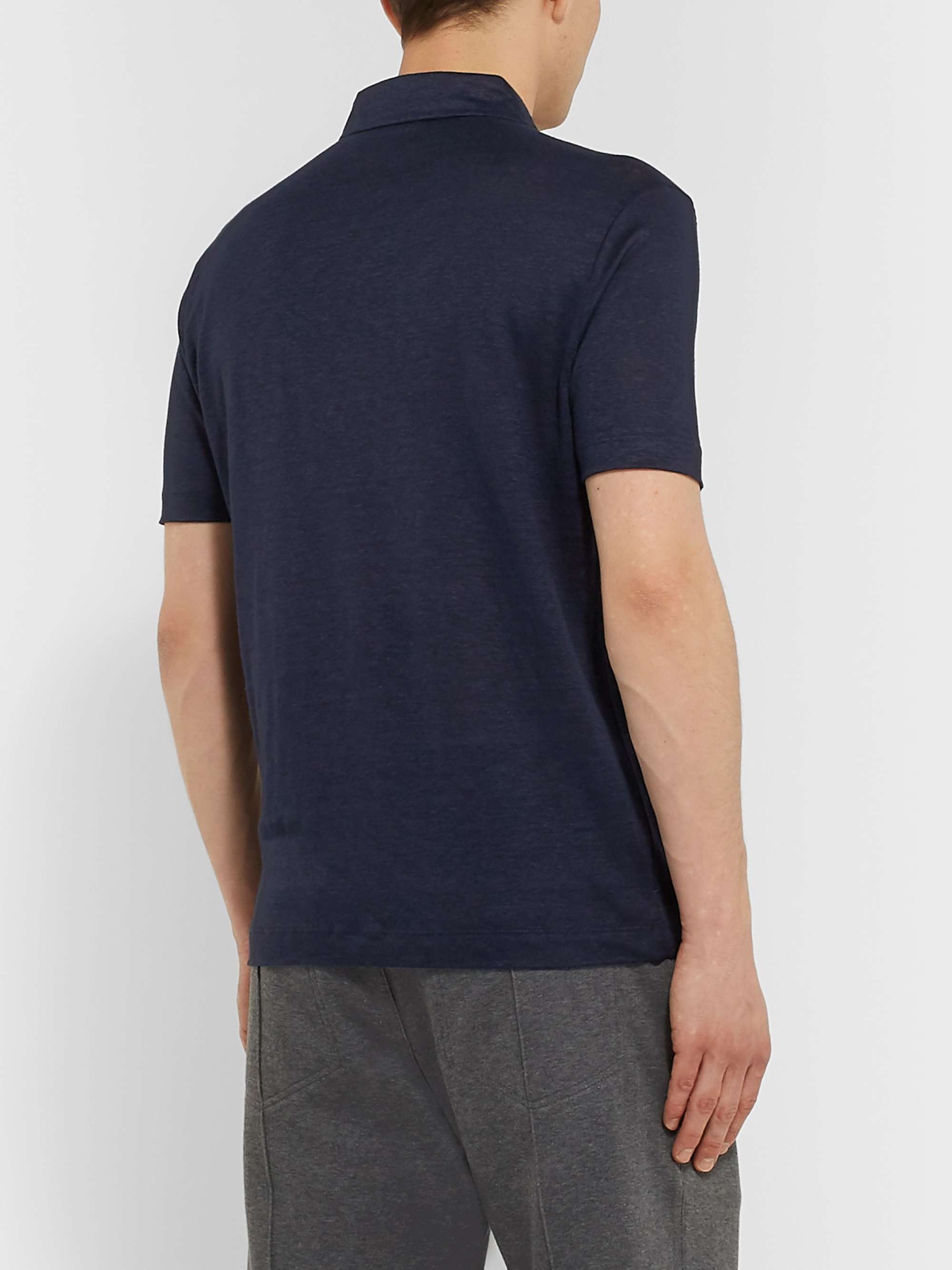 LORO PIANA Linen-Jersey Polo Shirt