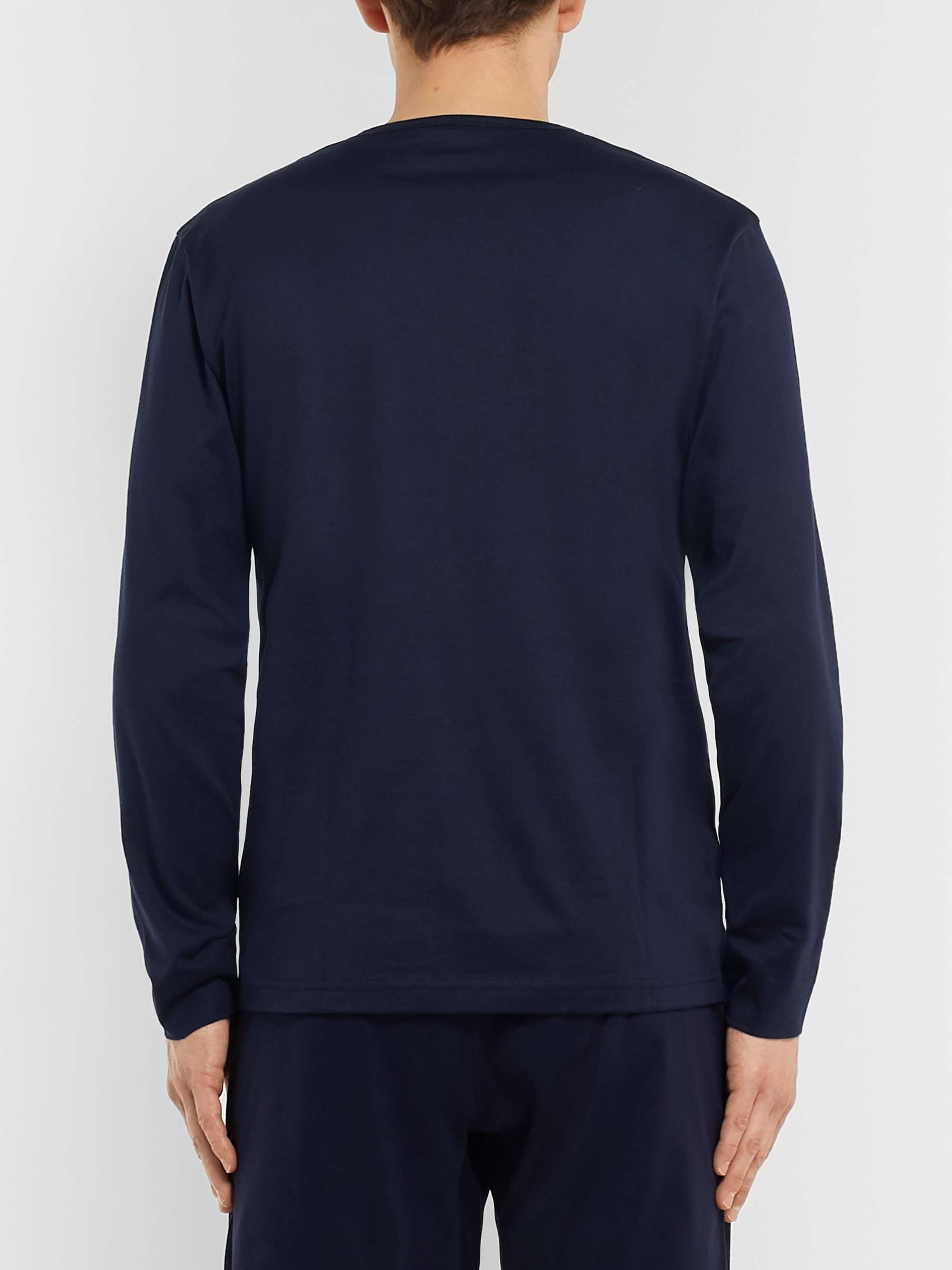 HANDVAERK Pima Cotton-Jersey Henley Pyjama T-Shirt