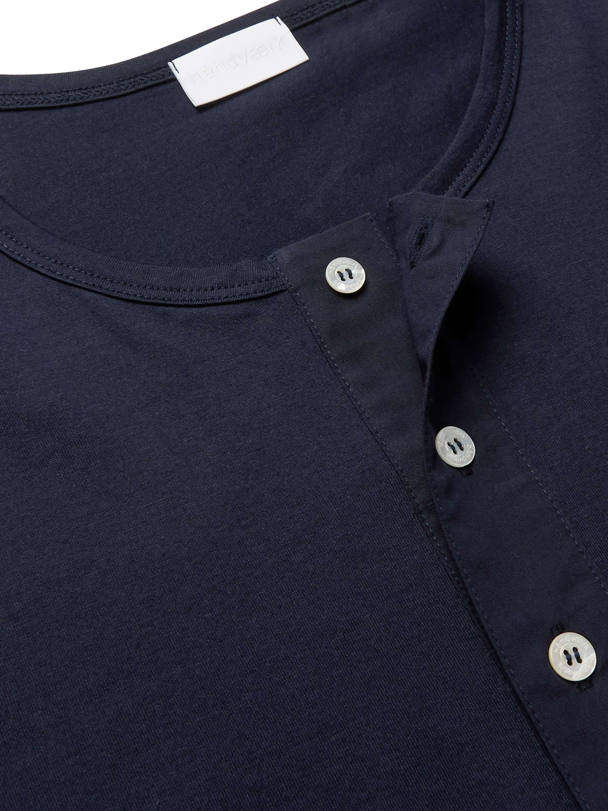 HANDVAERK Pima Cotton-Jersey Henley Pyjama T-Shirt