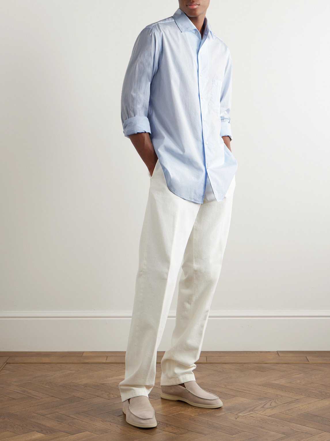Loro Piana Andre Cotton-poplin Shirt In Blue
