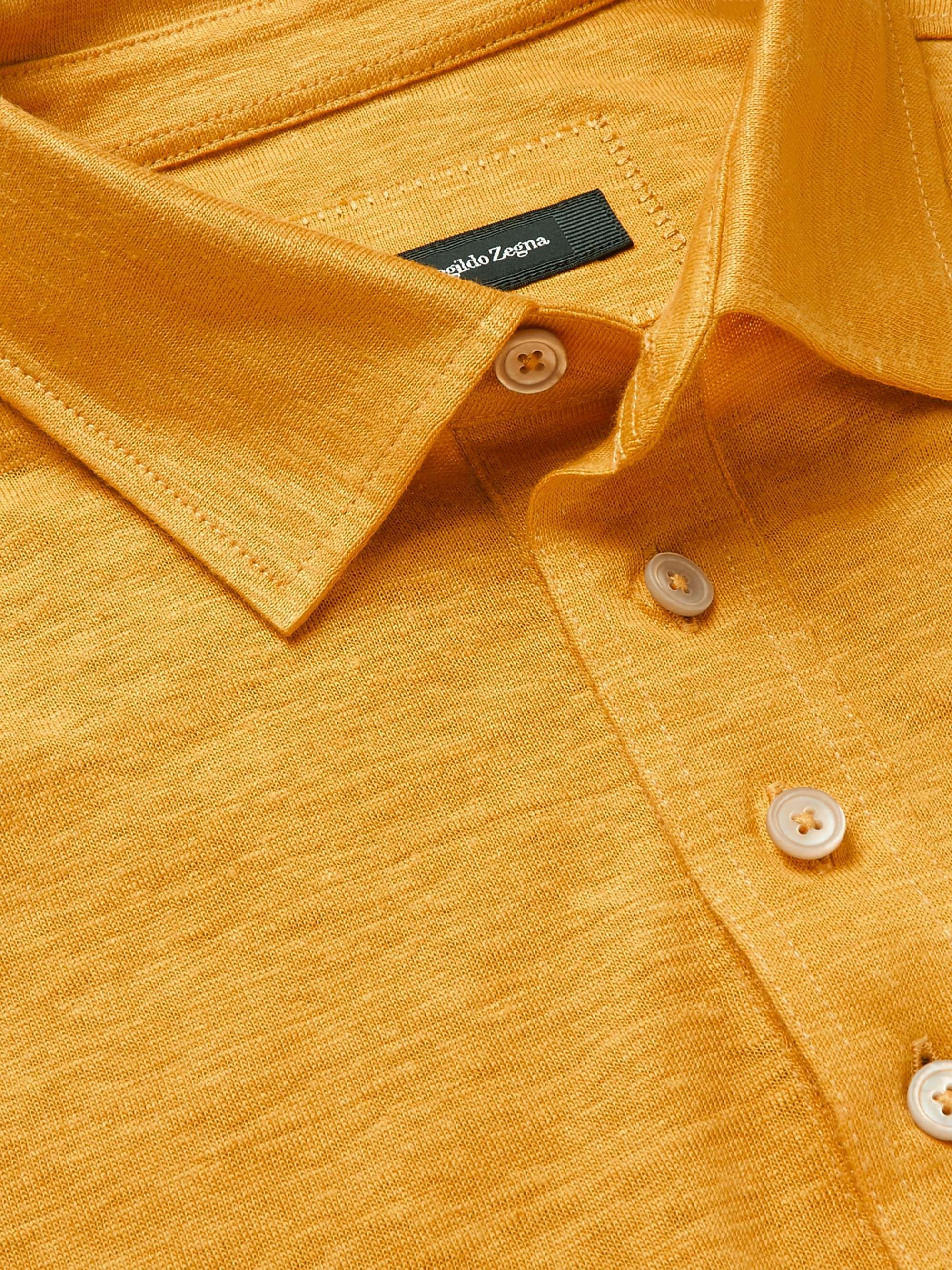 ZEGNA Mélange Linen Polo Shirt