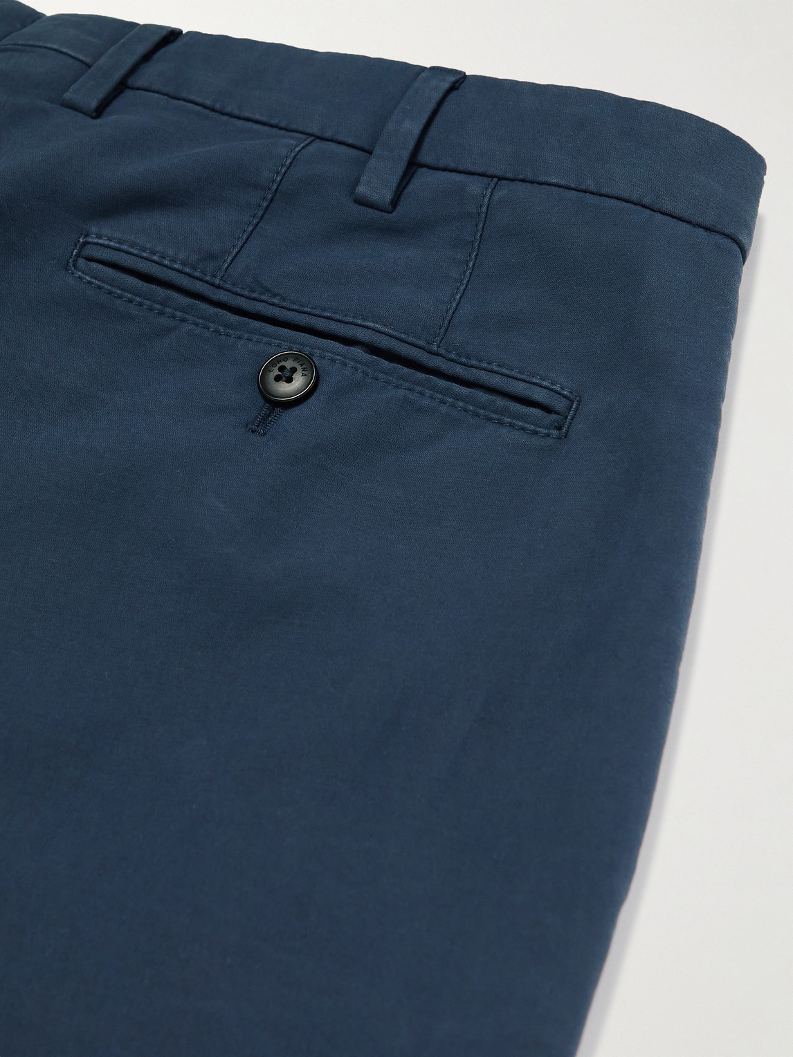 Loro Piana Pantaflat Slim-fit Pleated Stretch-cotton Trousers In Blue