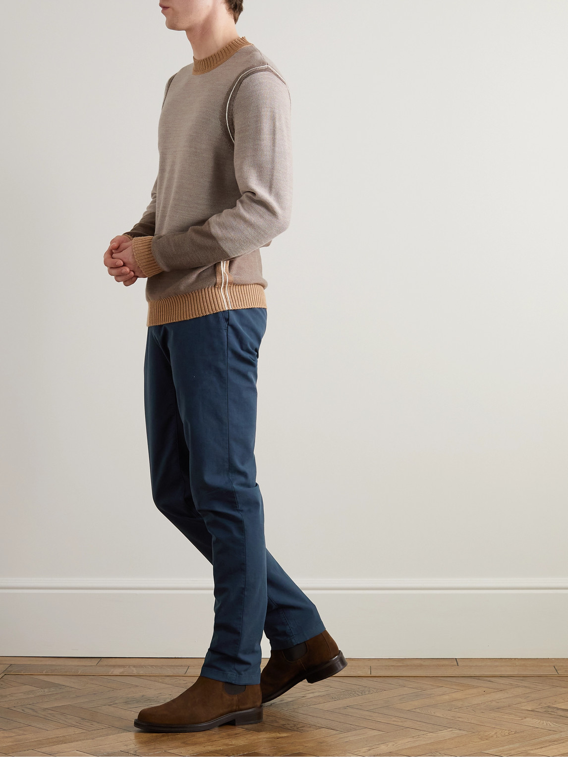 Loro Piana Pantaflat Slim-fit Pleated Stretch-cotton Trousers In Blue