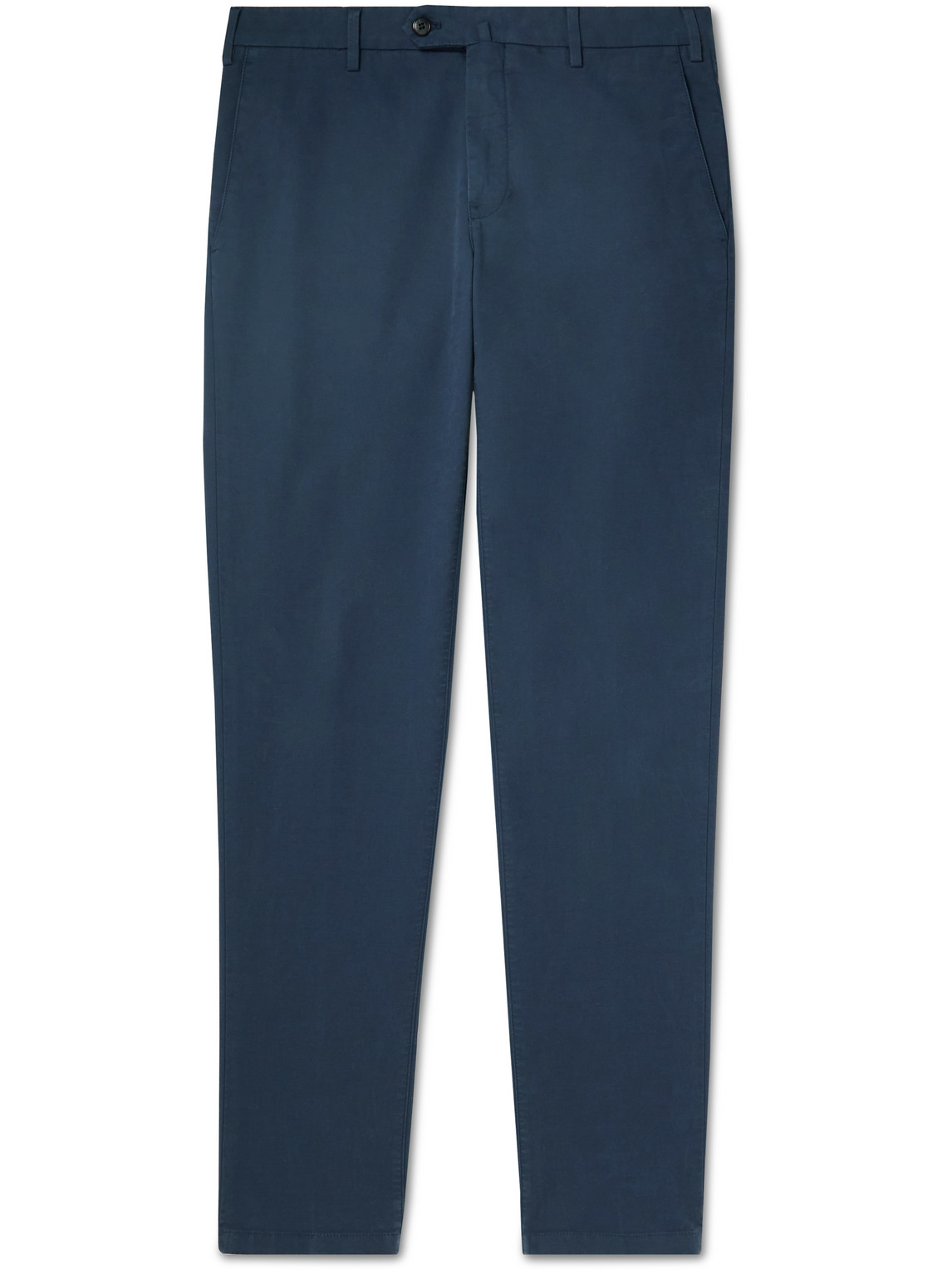 Loro Piana Pantaflat Slim-fit Pleated Stretch-cotton Trousers In Blue