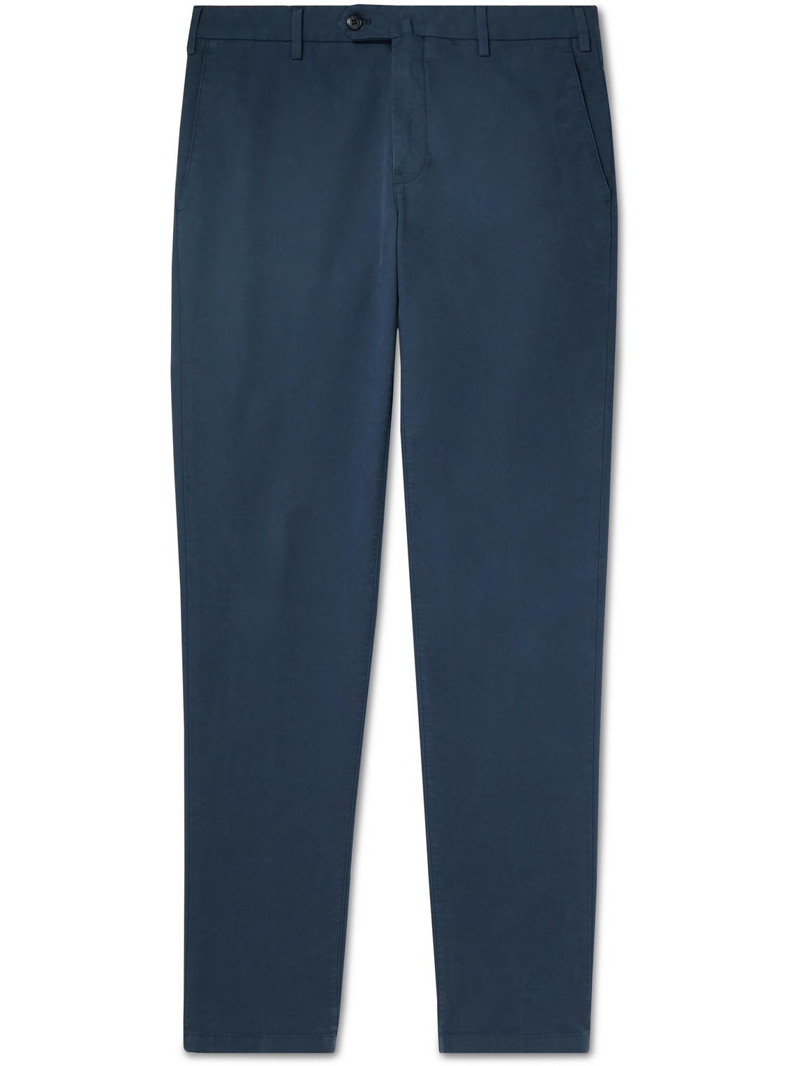 Loro Piana - Pantaflat Slim-Fit Pleated Stretch-Cotton Trousers - Men - Blue - IT 46