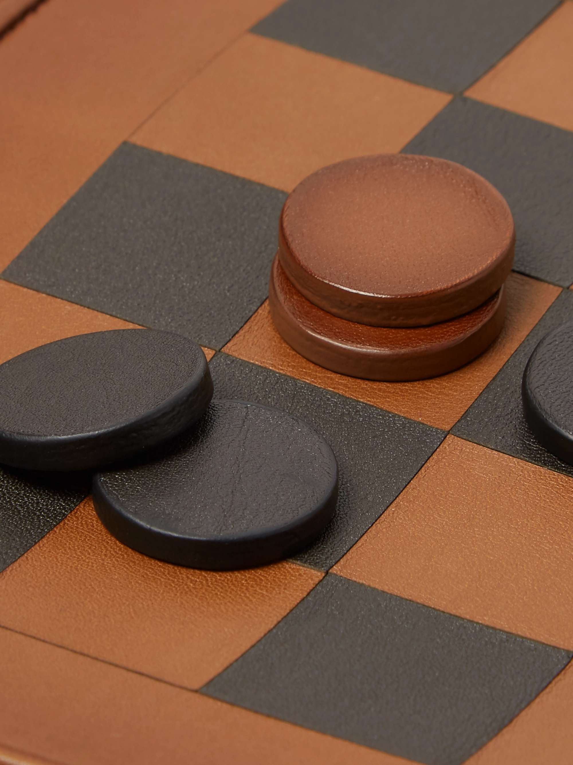 ZEGNA Pelle Tessuta Leather Checkers Set