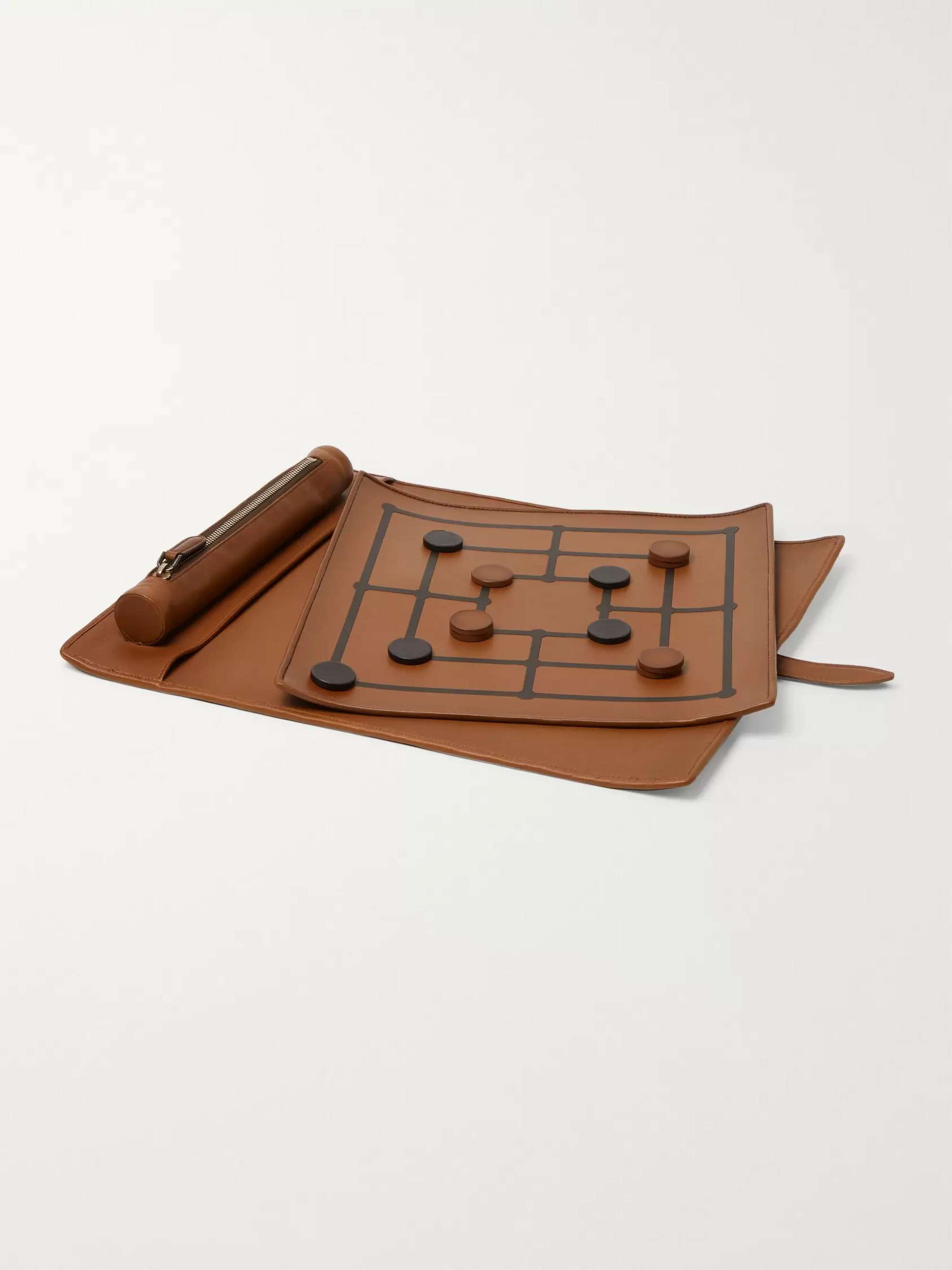 ZEGNA Pelle Tessuta Leather Checkers Set