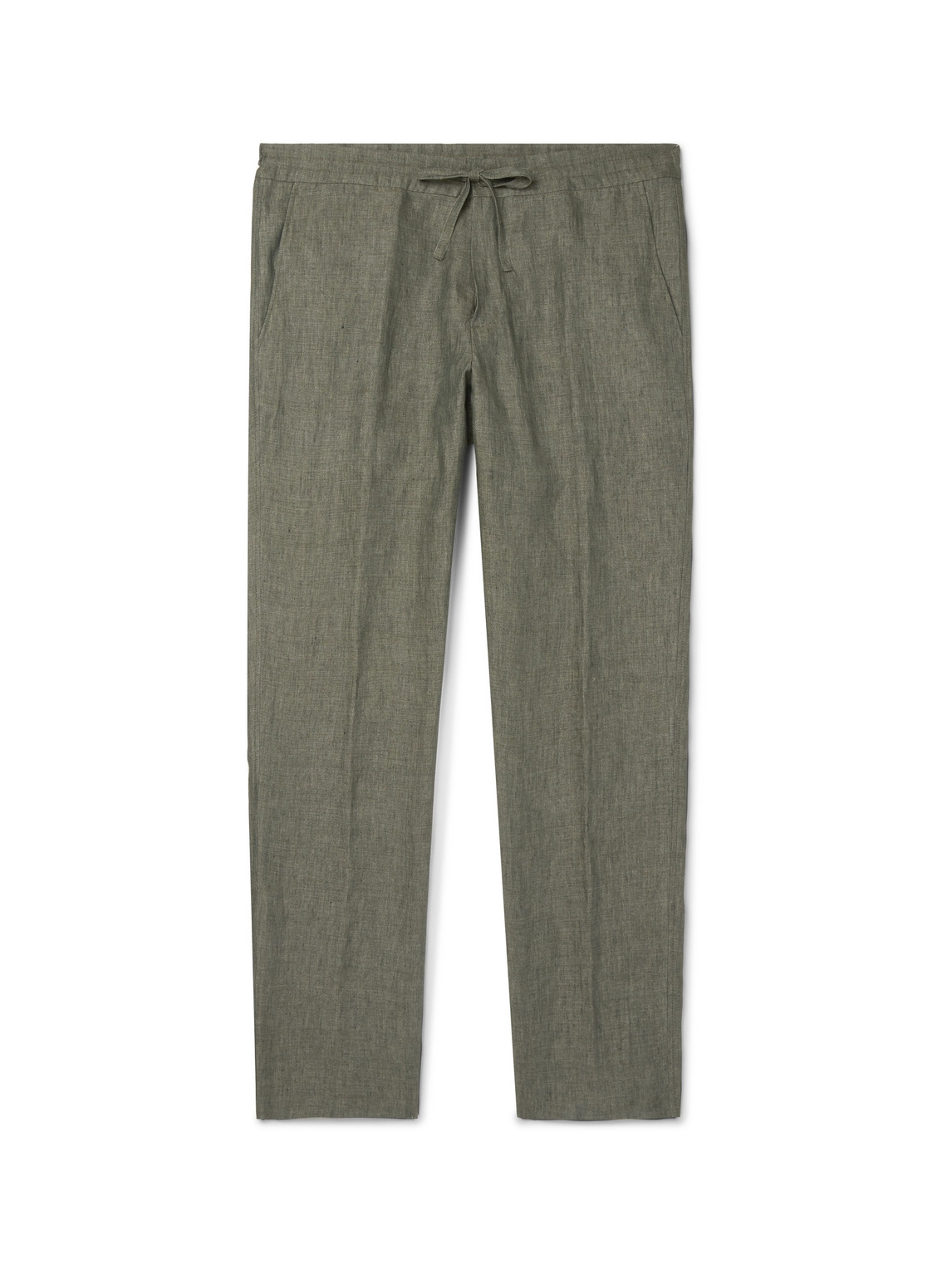 Loro Piana Slim-fit Linen Drawstring Trousers In Green