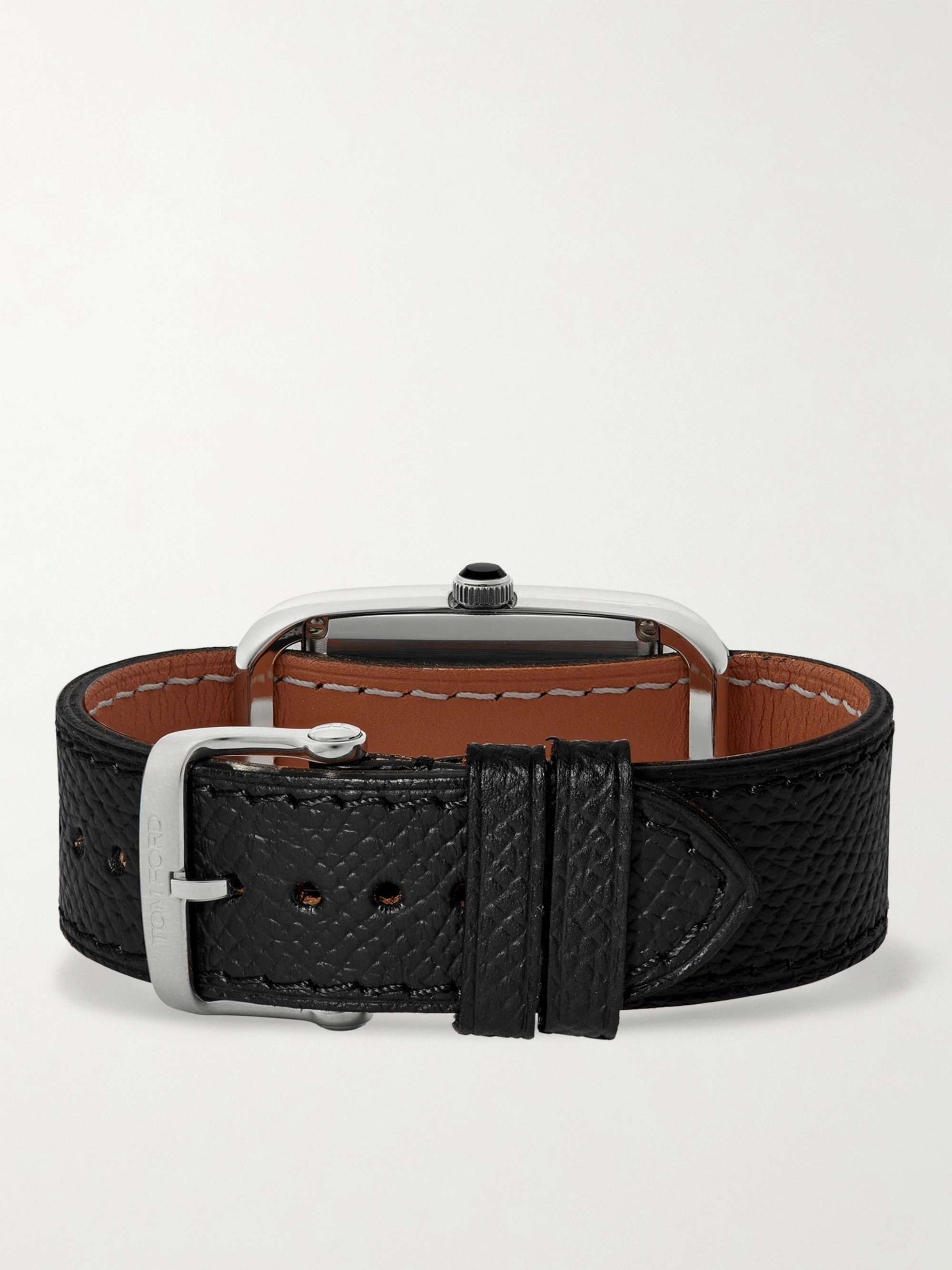 TOM FORD TIMEPIECES 001 Stainless Steel and Pebble-Grain Leather Watch