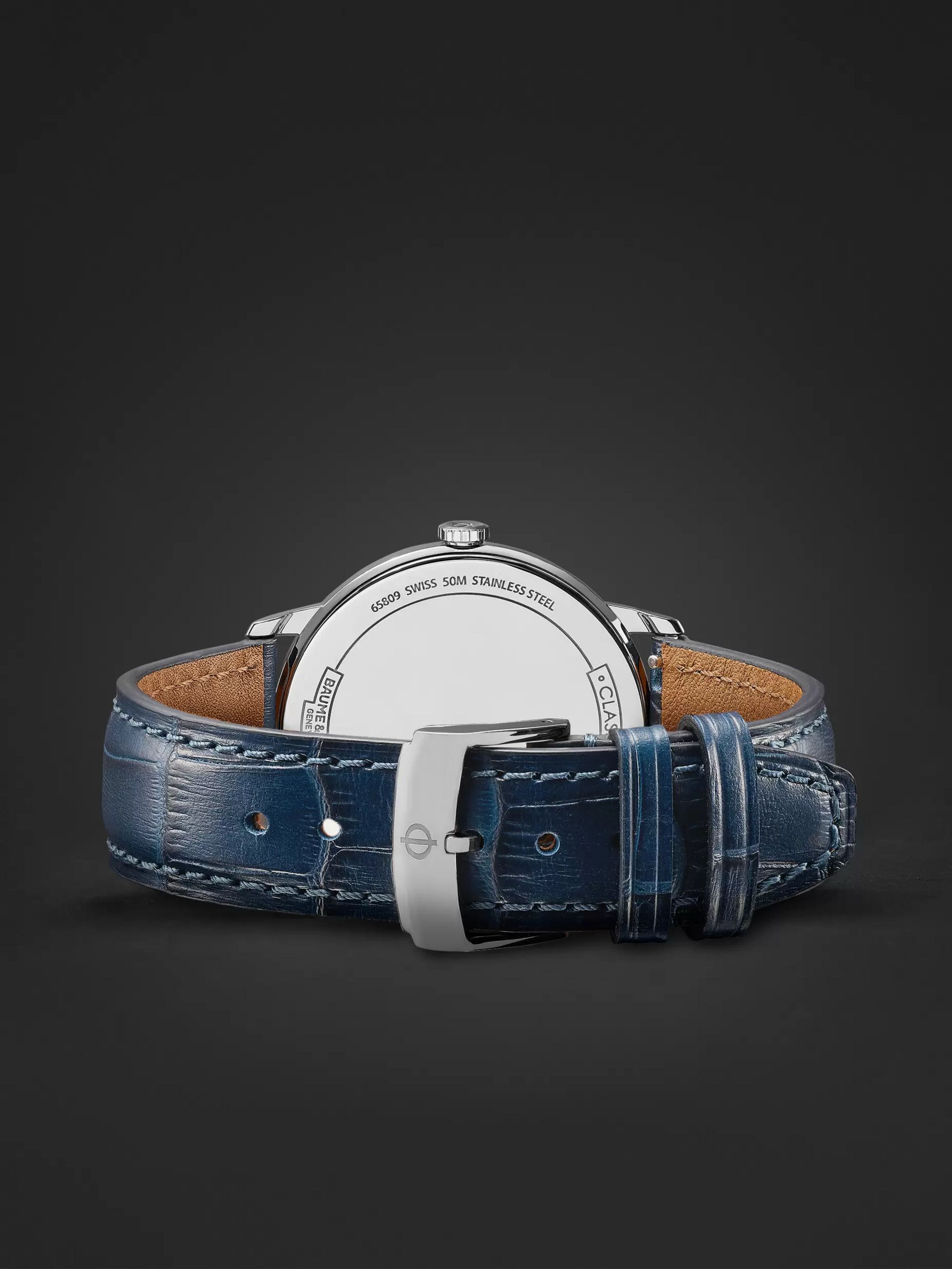 BAUME & MERCIER Classima 40mm Steel and Croc-Effect Leather Watch, Ref. No. 10508