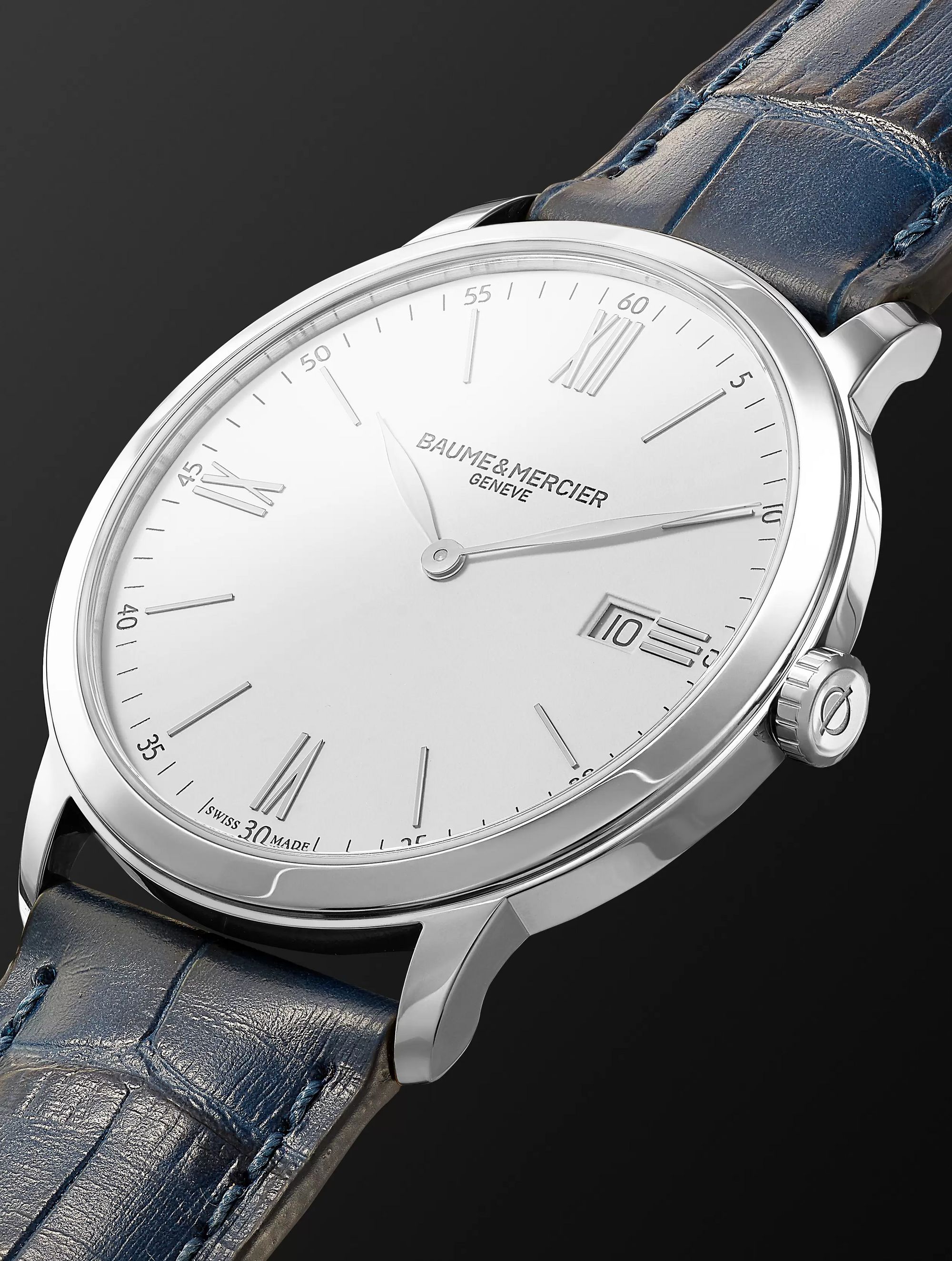 BAUME & MERCIER Classima 40mm Steel and Croc-Effect Leather Watch, Ref. No. 10508