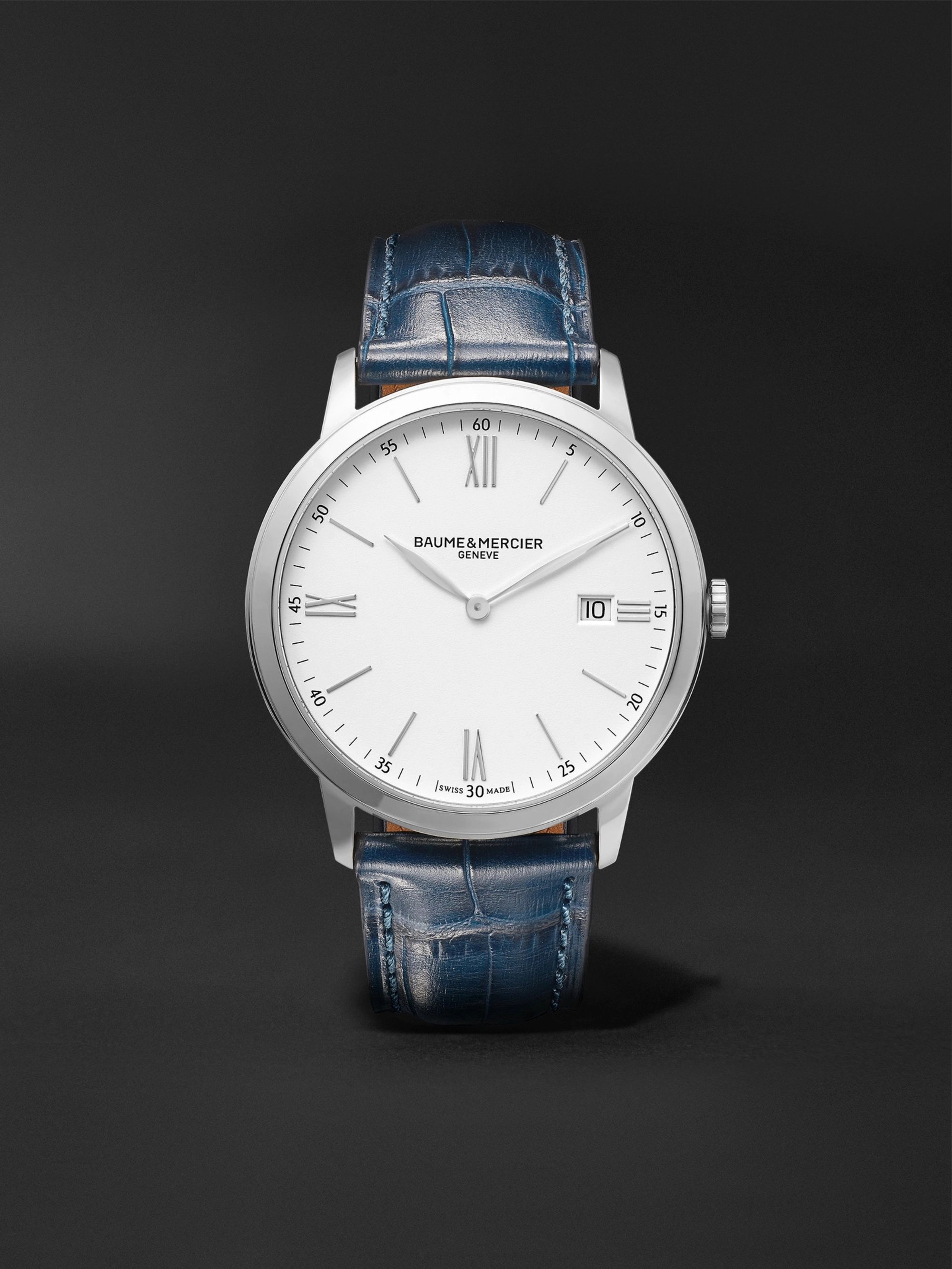BAUME & MERCIER Classima 40mm Steel and Croc-Effect Leather Watch, Ref. No. 10508