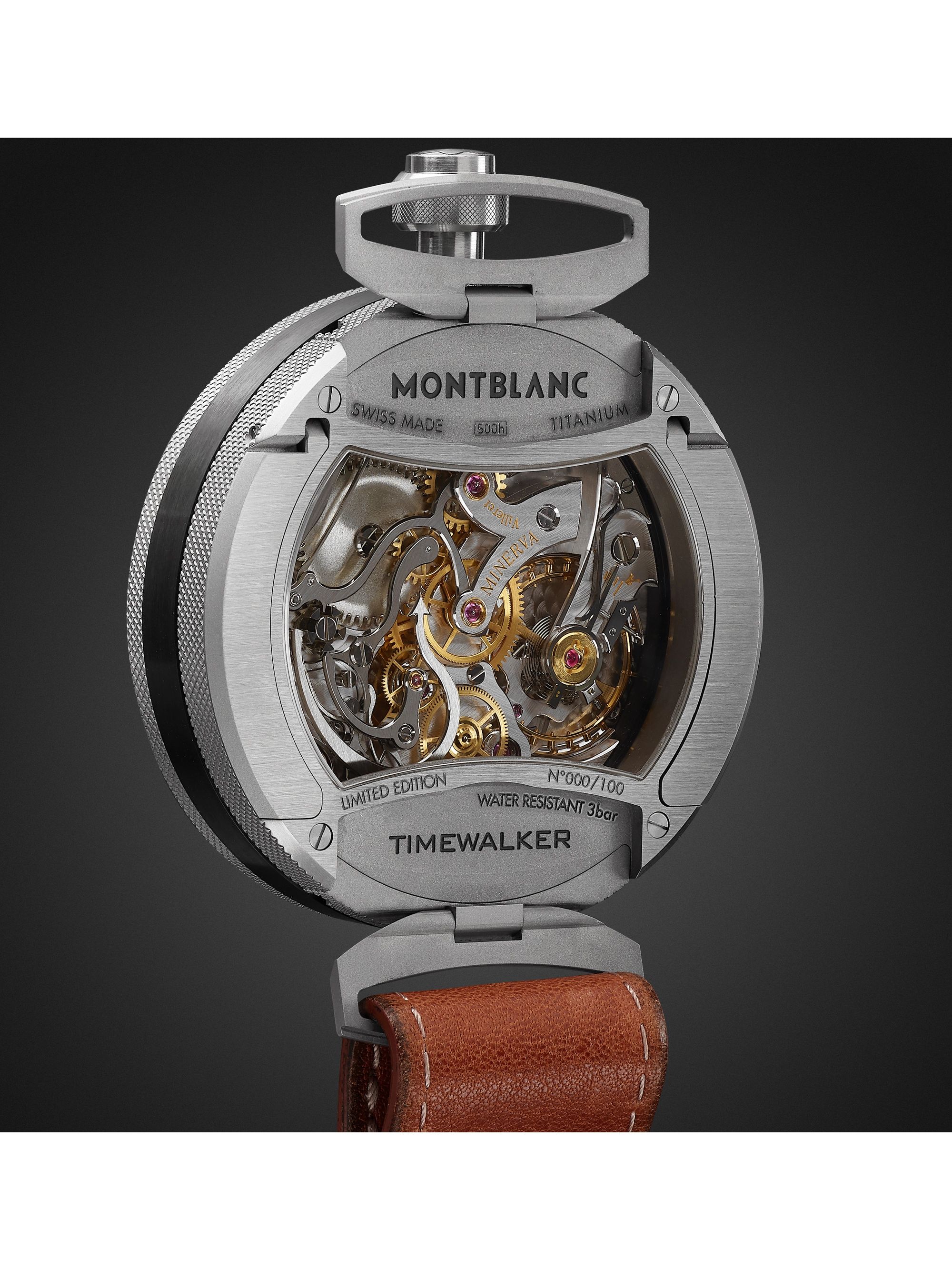MONTBLANC TimeWalker Rally Timer Limited Edition Hand-Wound Chronograph 50mm Titanium and Leather Watch, Ref. No. 118487