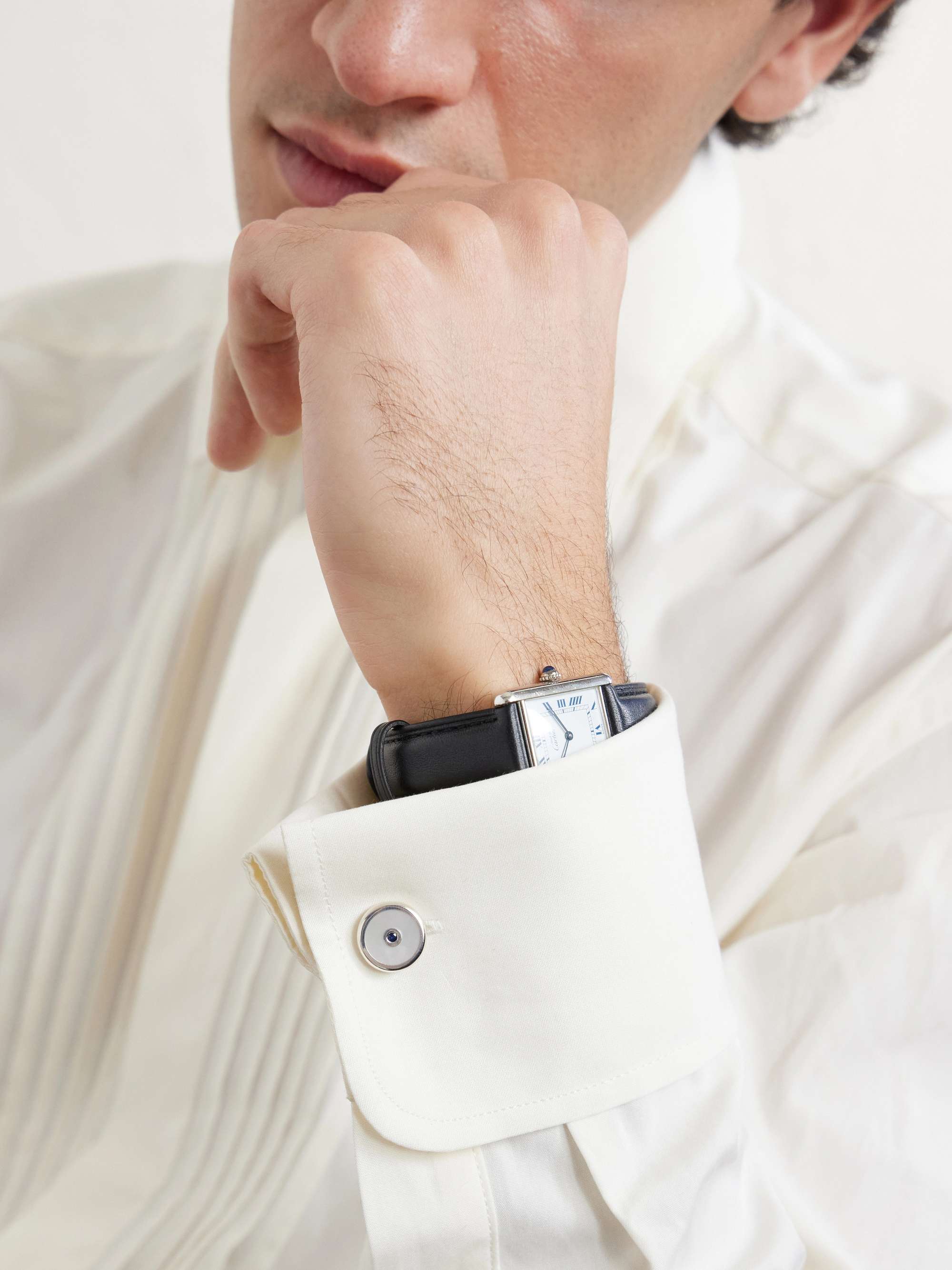 DEAKIN & FRANCIS Sterling Silver, Mother-of-Pearl and Sapphire Cufflinks