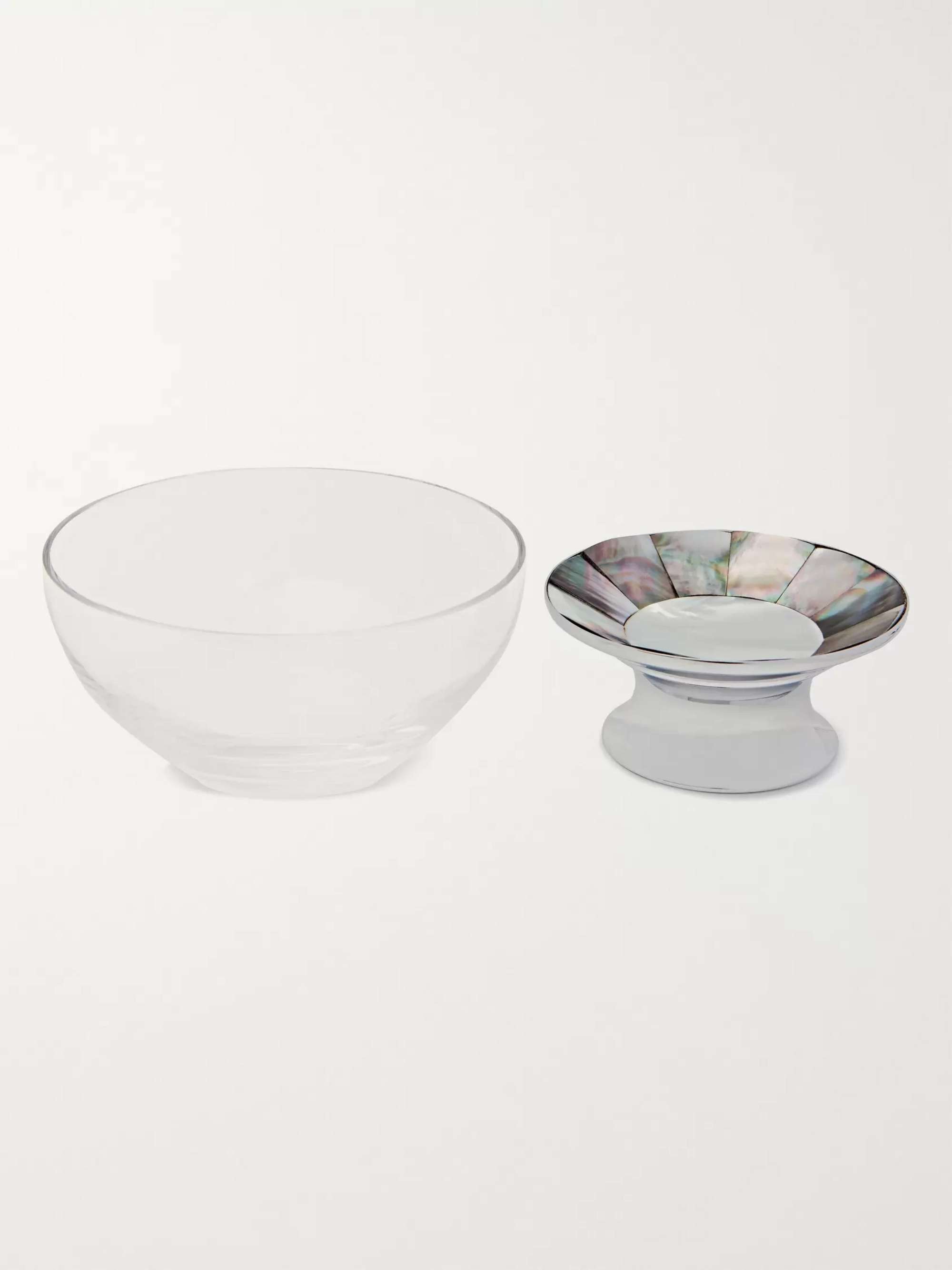 LORENZI MILANO Crystal, Mother-Of-Pearl And Chrome-Plated Caviar Bowl