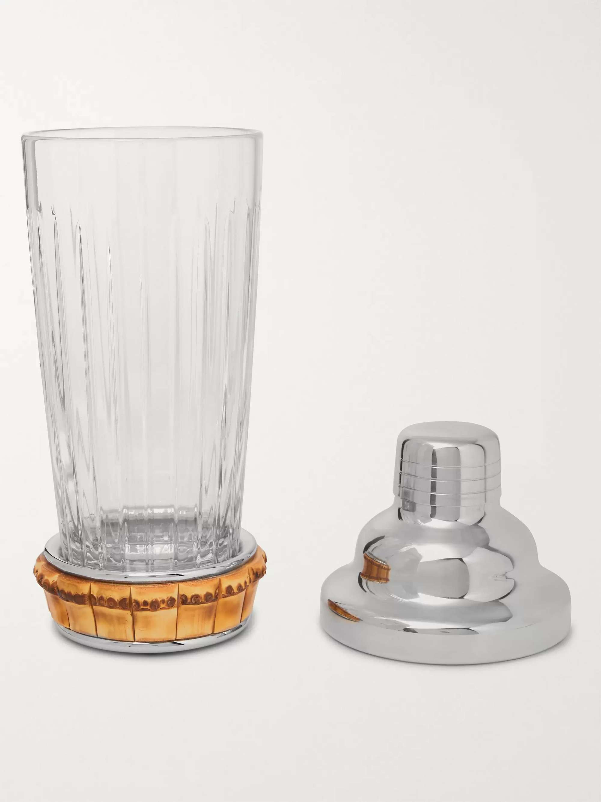 LORENZI MILANO Glass, Bamboo and Stainless Steel Cocktail Shaker