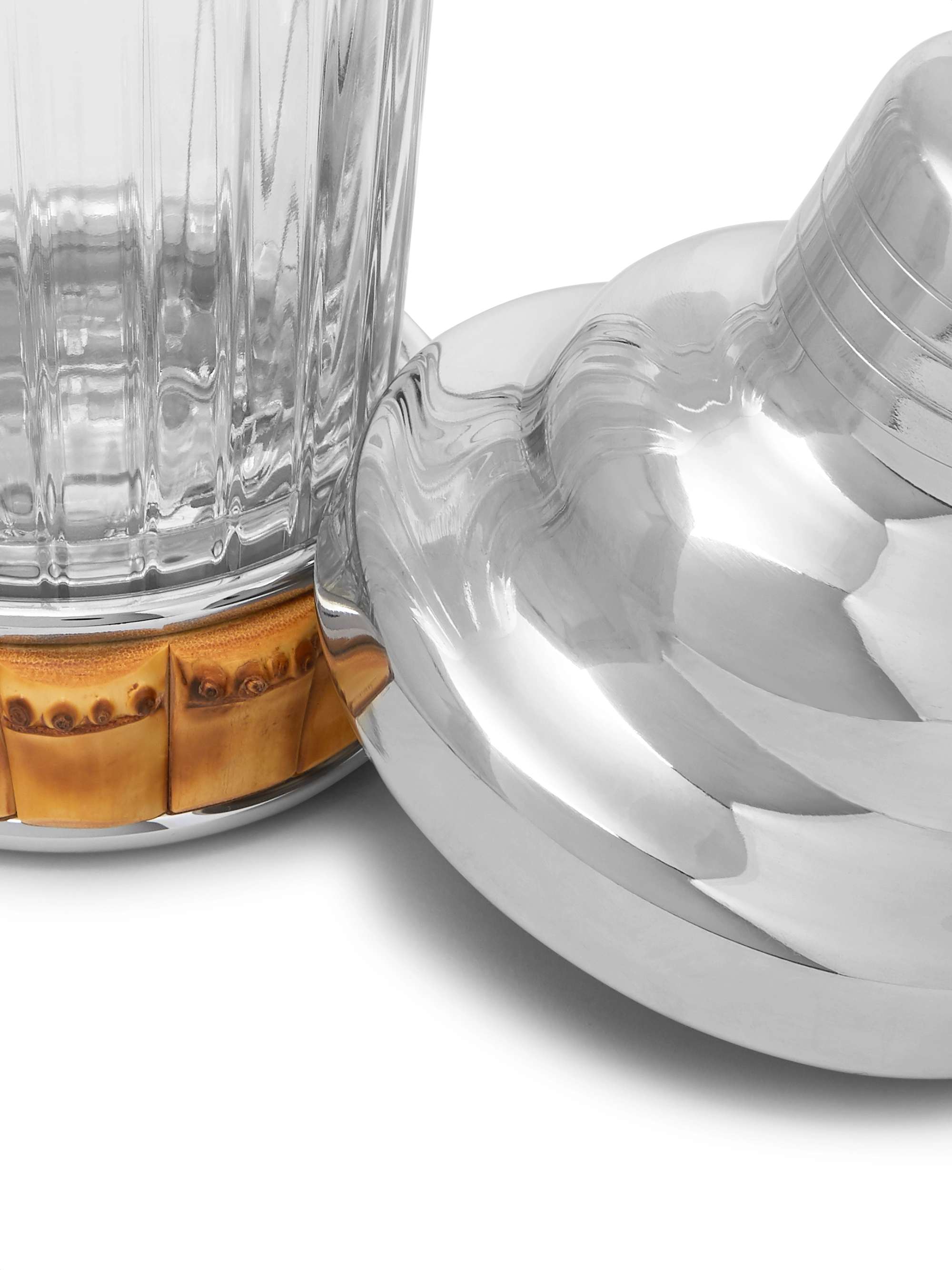 LORENZI MILANO Glass, Bamboo and Stainless Steel Cocktail Shaker