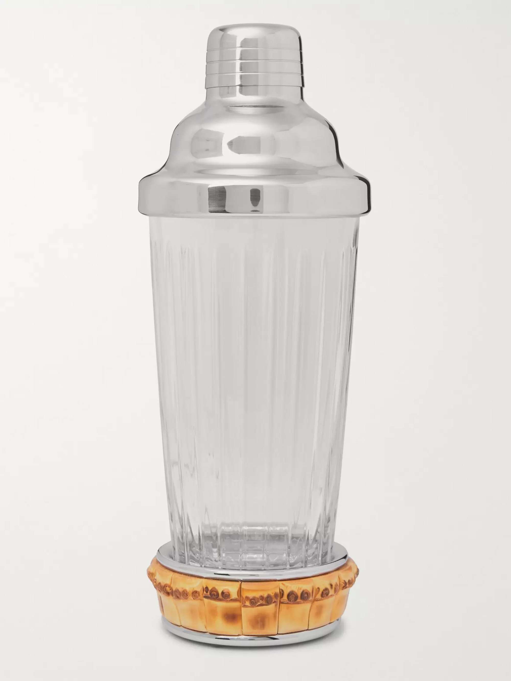 LORENZI MILANO Glass, Bamboo and Stainless Steel Cocktail Shaker