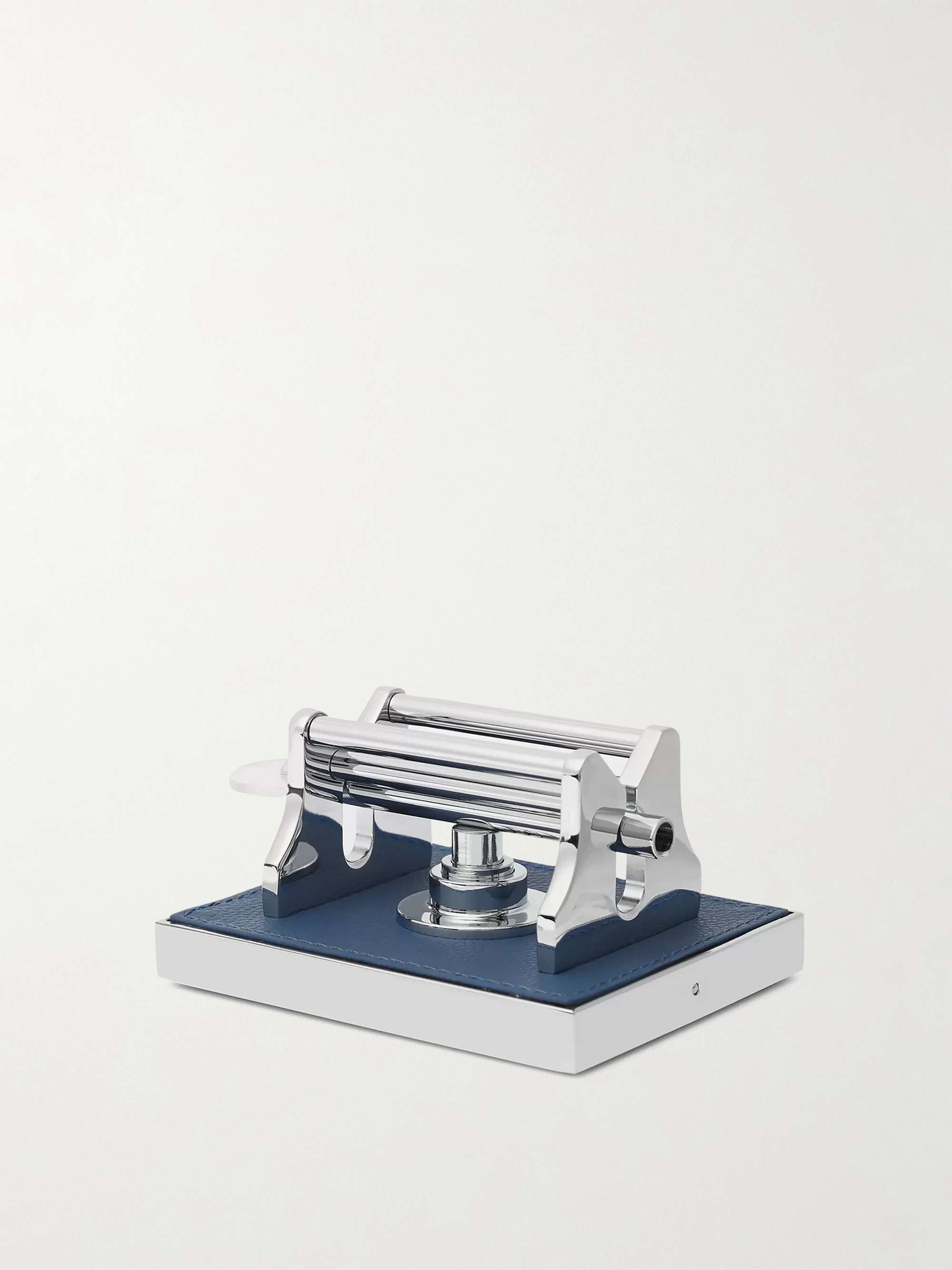 LORENZI MILANO Leather-Trimmed Chrome-Plated Brass Toothpaste Squeezer