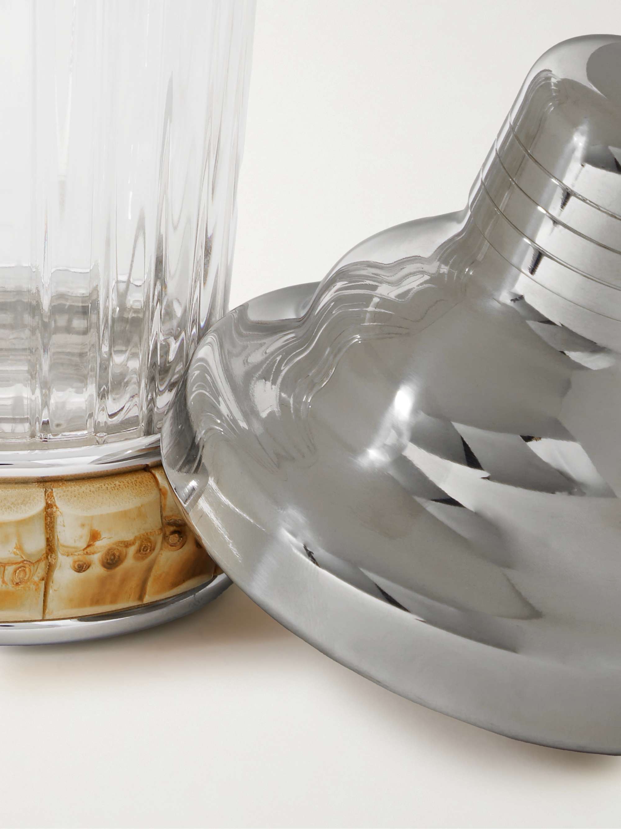LORENZI MILANO Glass, Bamboo and Stainless Steel Cocktail Shaker