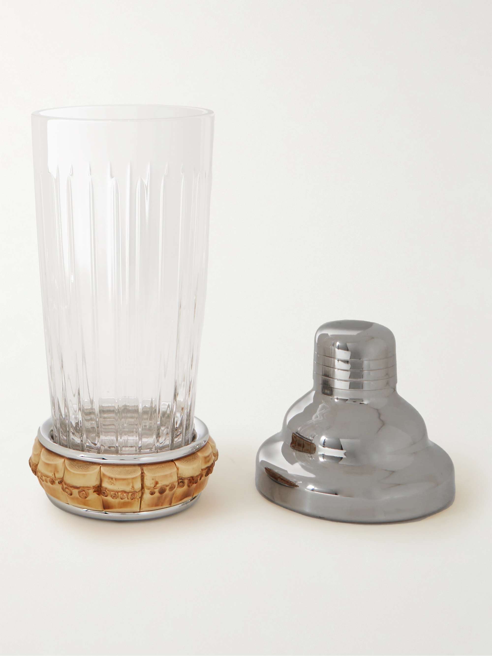 LORENZI MILANO Glass, Bamboo and Stainless Steel Cocktail Shaker