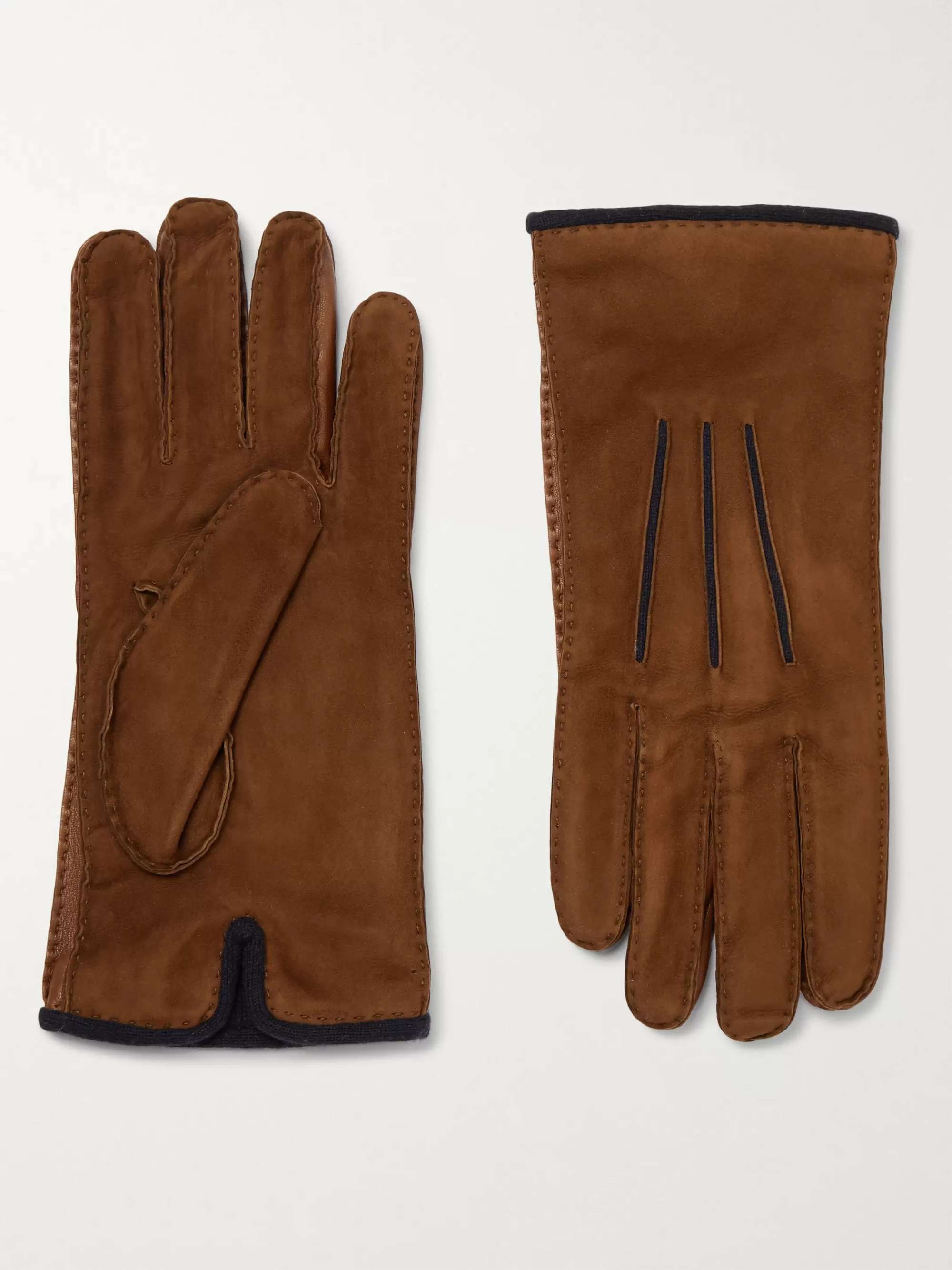 LORO PIANA Damon Baby Cashmere-Lined Suede Gloves