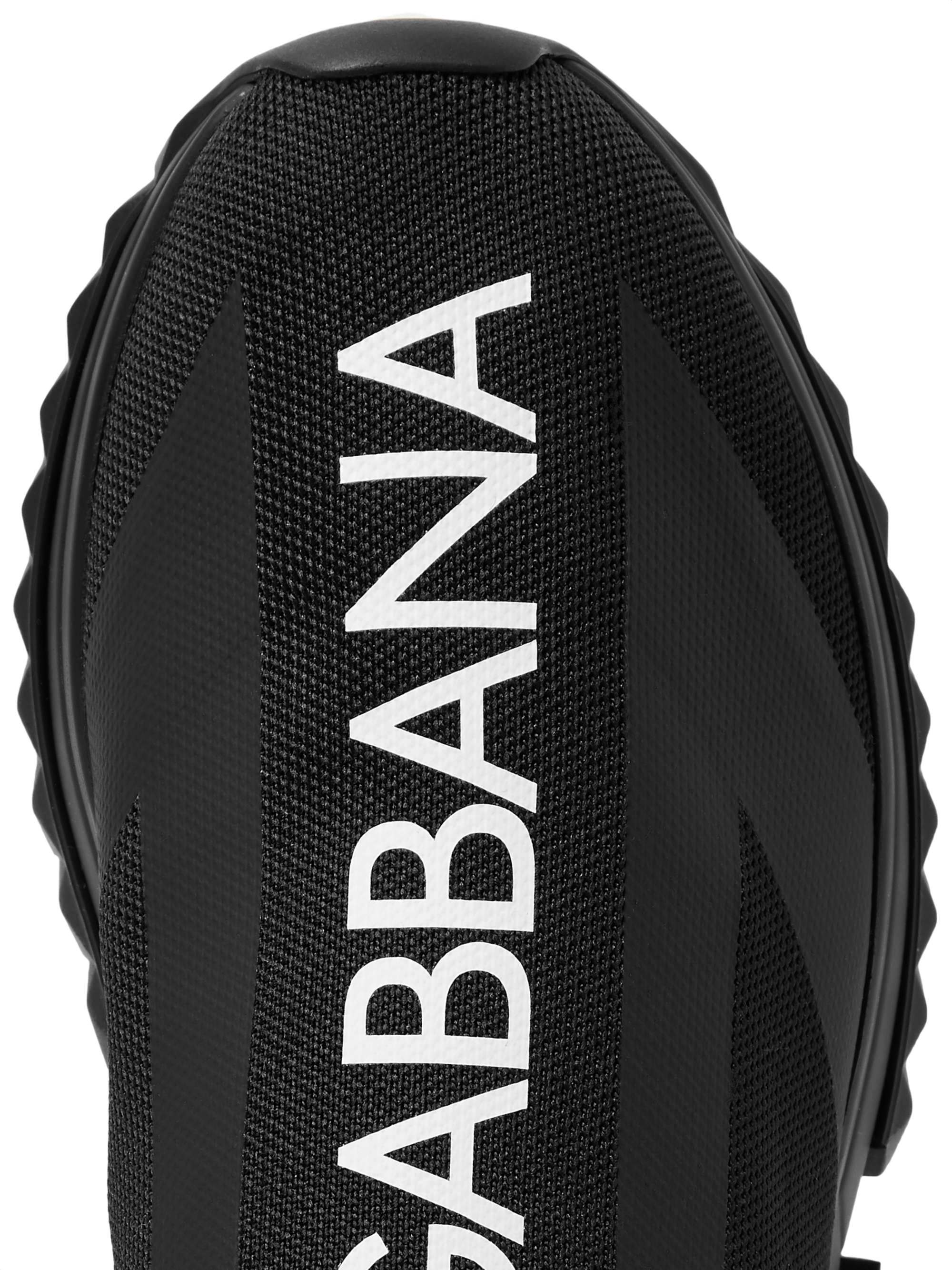 DOLCE&GABBANA Sorrento Logo-Print Stretch-Knit Slip-On Sneakers