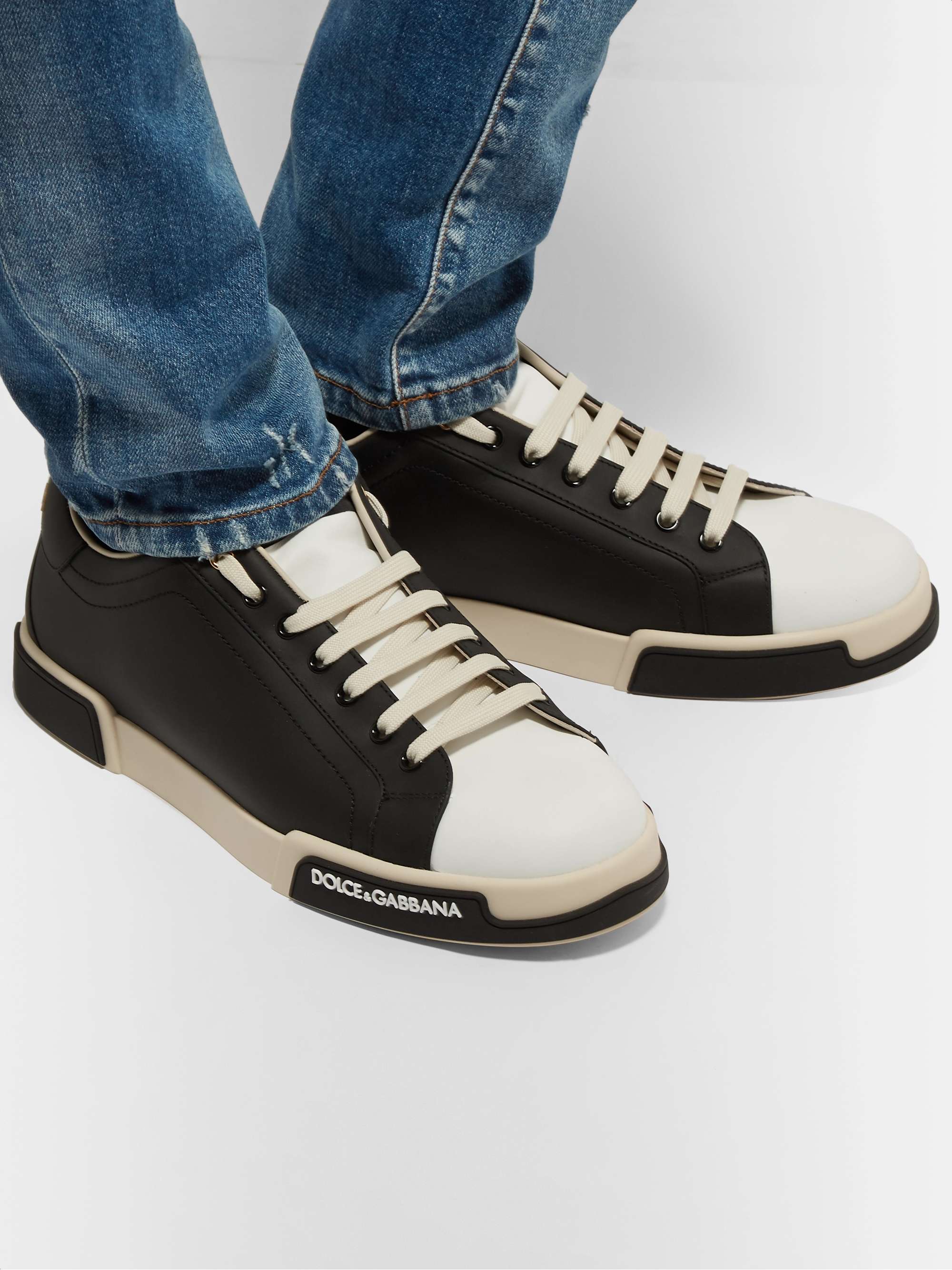 DOLCE&GABBANA Colour-Block Leather Sneakers
