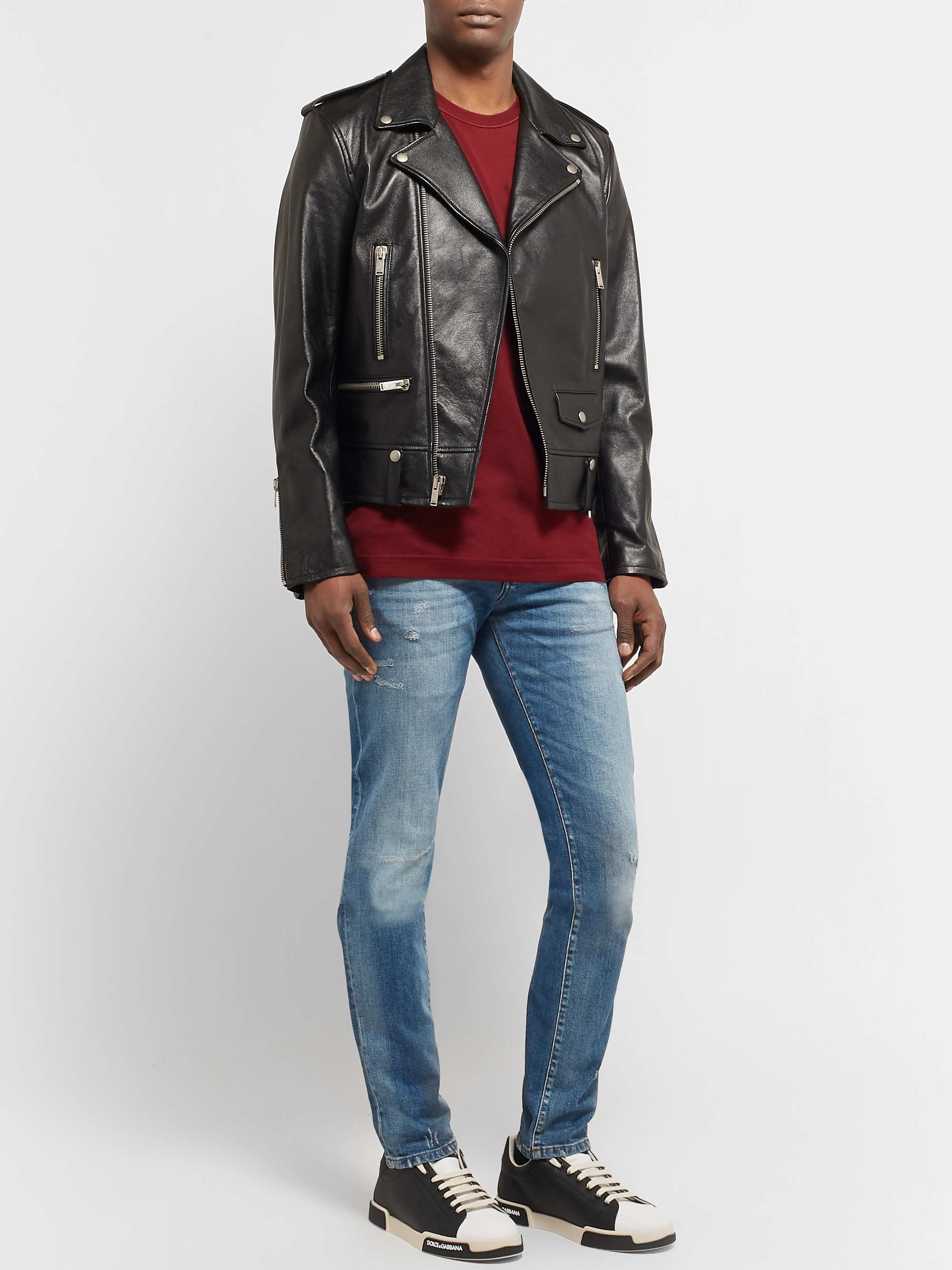 DOLCE&GABBANA Colour-Block Leather Sneakers