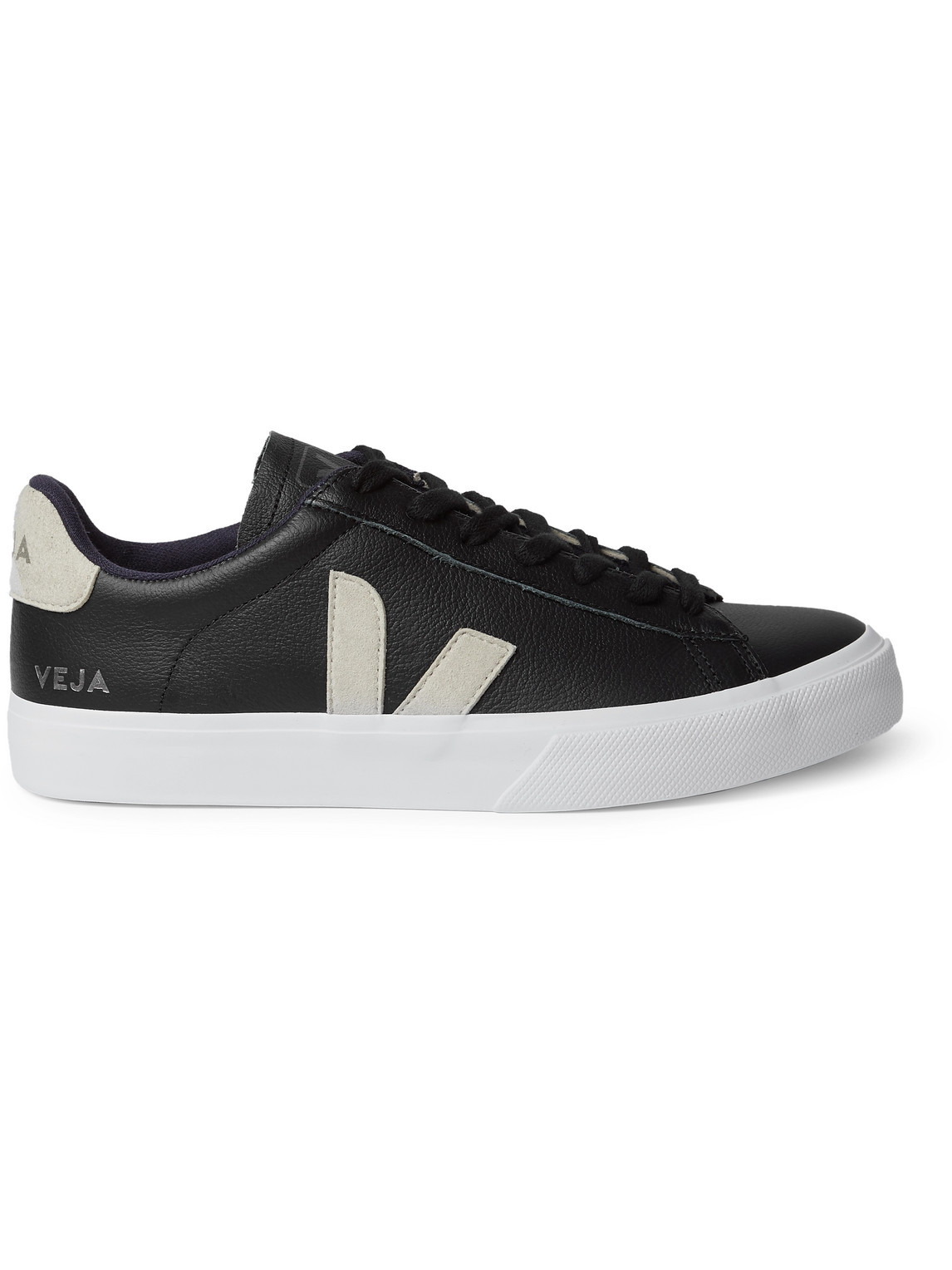 Veja Campo Suede-trimmed Leather Sneakers In Black