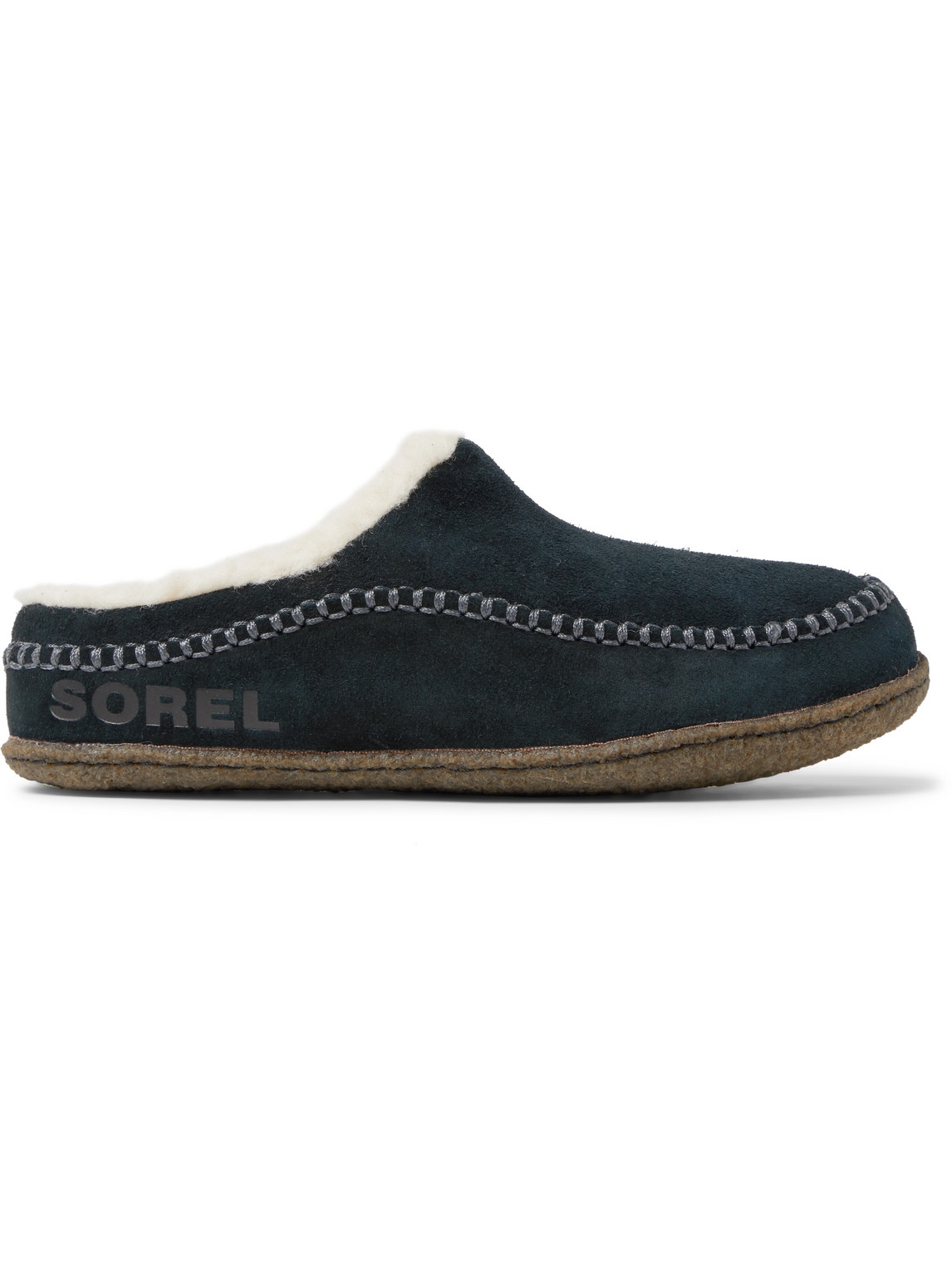 Sorel Falcon Ridge Ii Fleece-lined Suede Slippers In Black