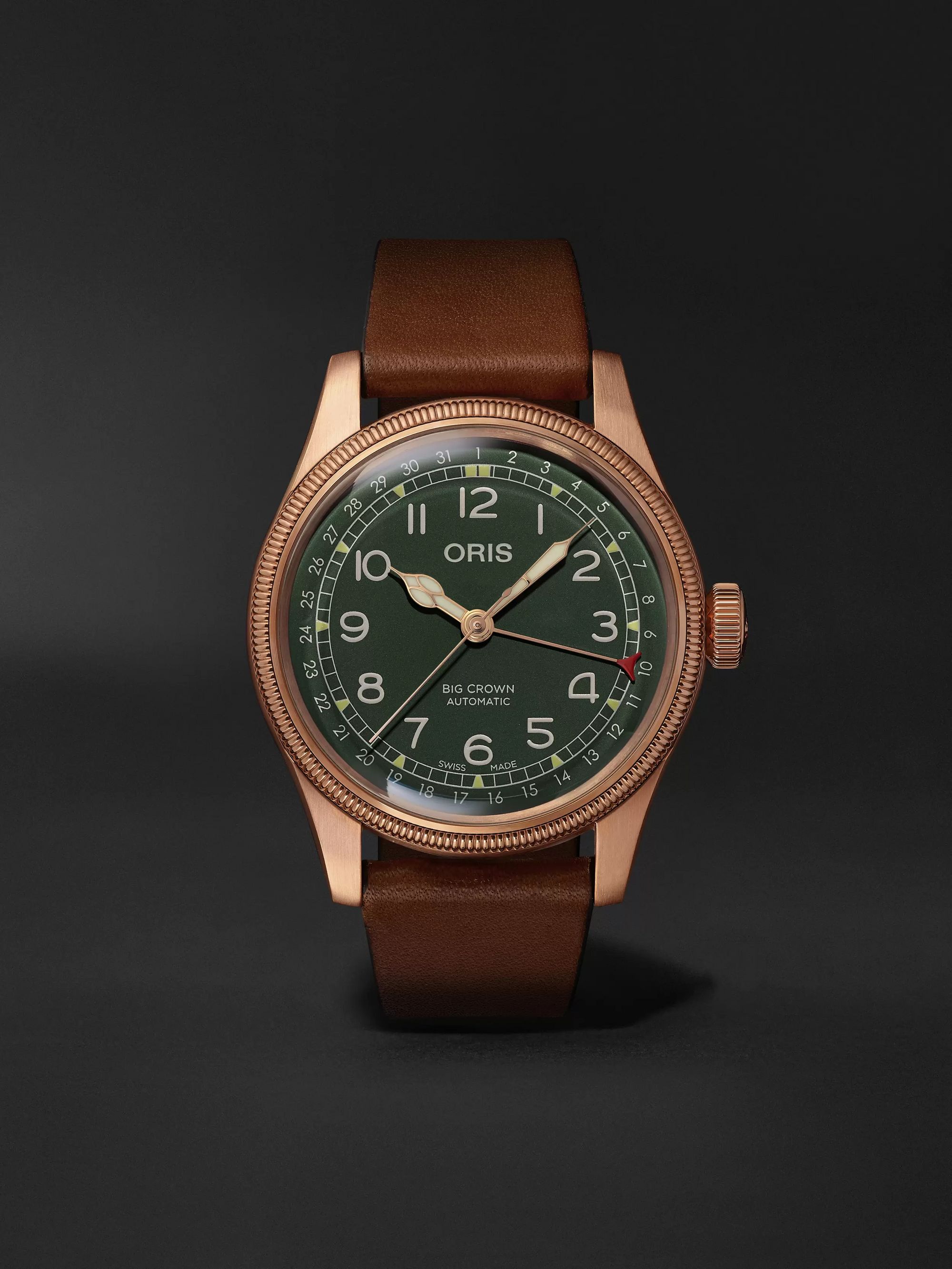 ORIS Big Crown Pointer Date Automatic 40mm Bronze and Leather Watch, Ref. No. 01 754 7741 3167-07 5 20 58BR