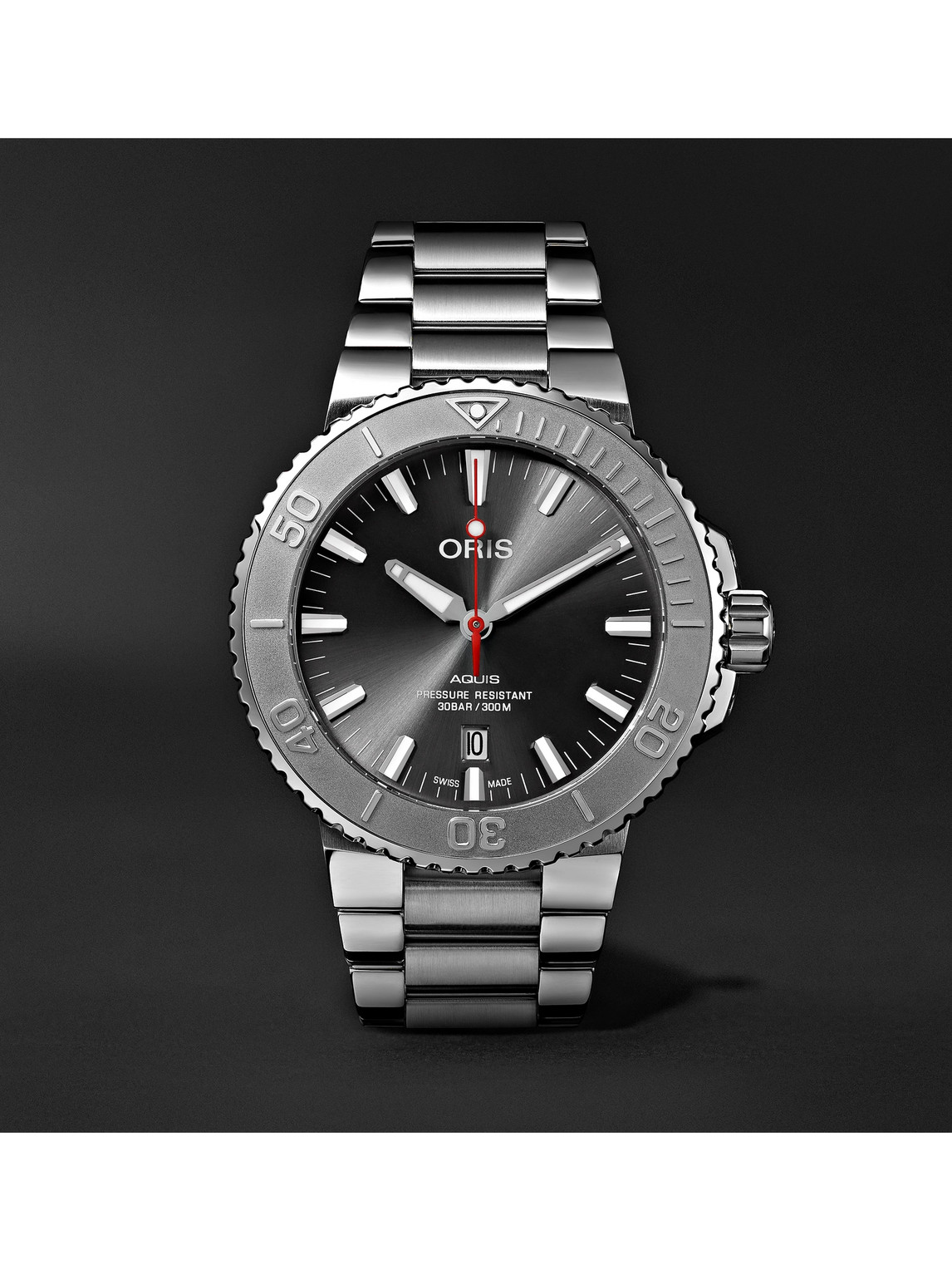 Oris Aquis Date Relief Automatic 43.5mm Stainless Steel Watch, Ref. No. 01 733 7730 4153-07 8 24 05peb In Gray