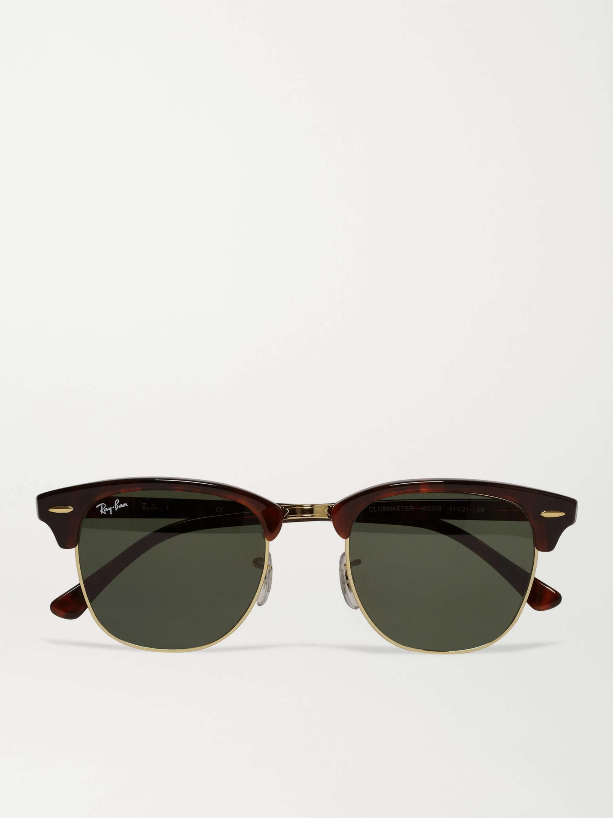 RAY-BAN Clubmaster Acetate and Gold-Tone Sunglasses