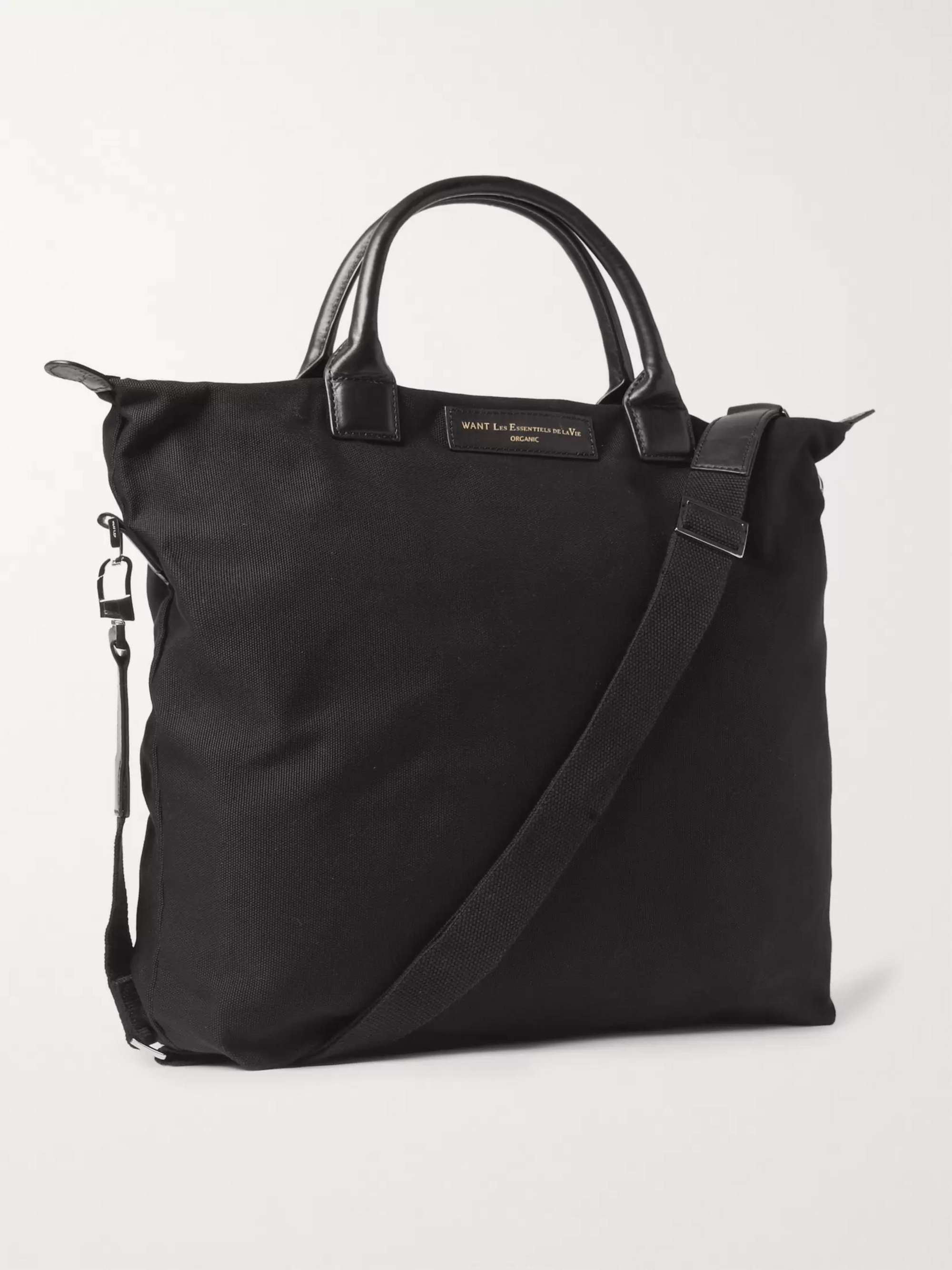 WANT LES ESSENTIELS O'Hare Leather-Trimmed Organic Cotton-Canvas Tote Bag