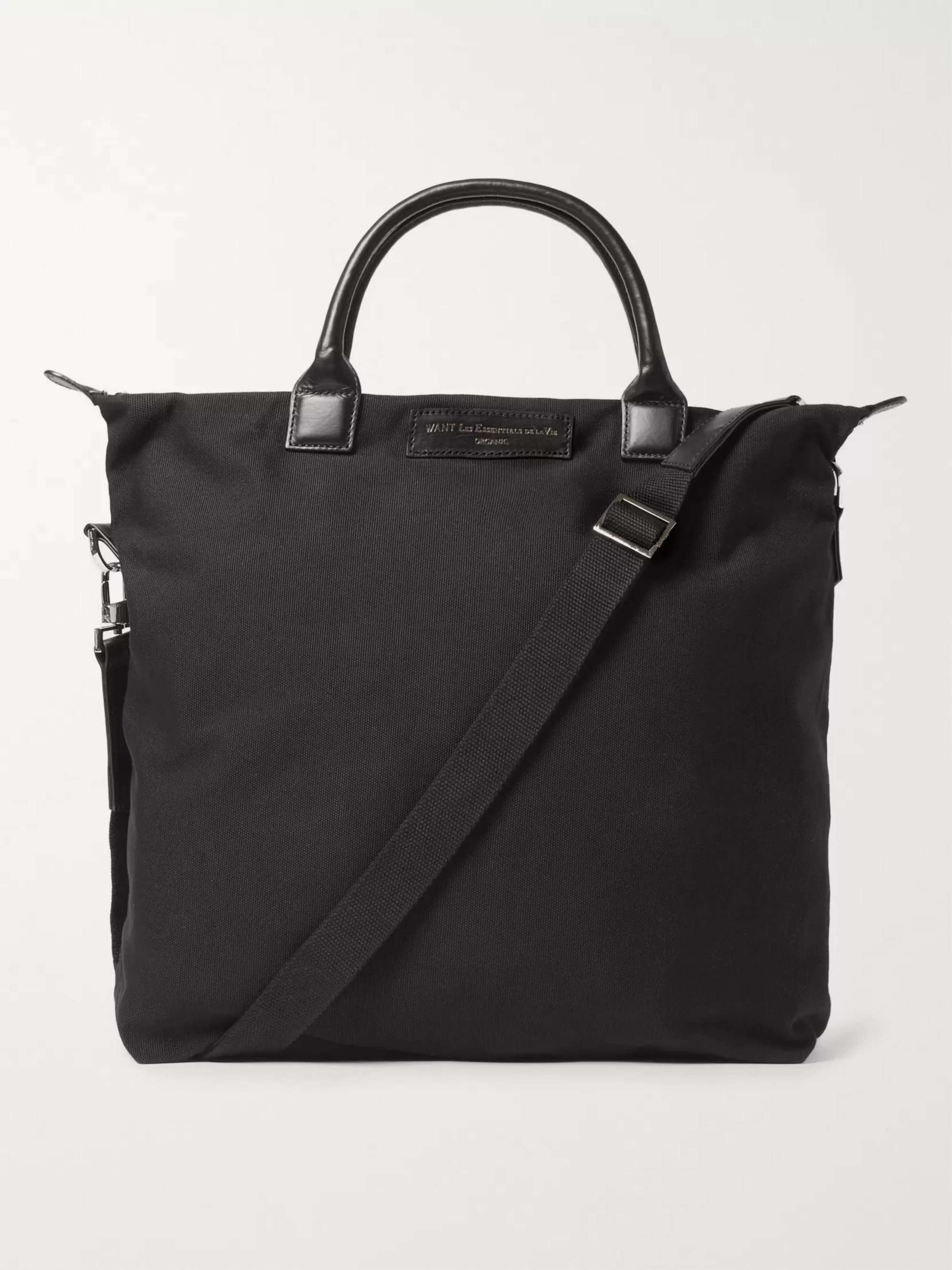 O'Hare Leather-Trimmed Organic Cotton-Canvas Tote Bag