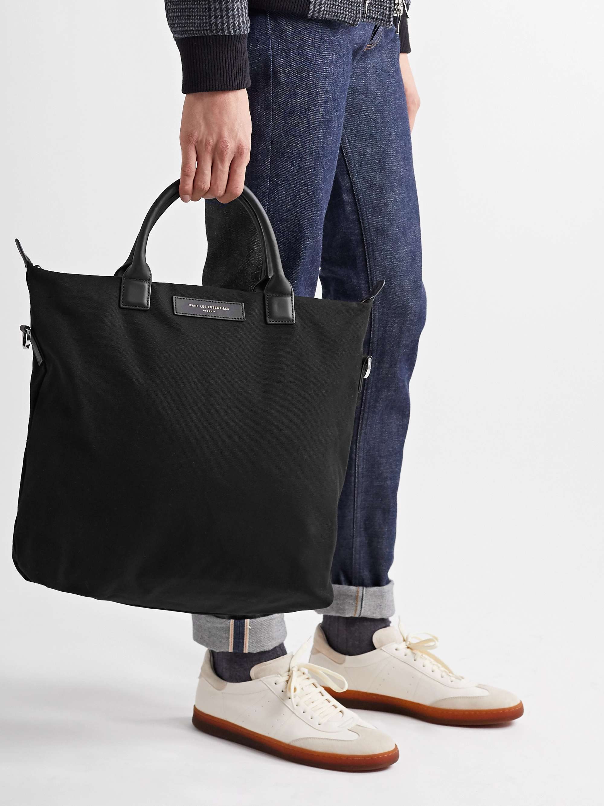 WANT LES ESSENTIELS O'Hare Leather-Trimmed Organic Cotton-Canvas Tote Bag