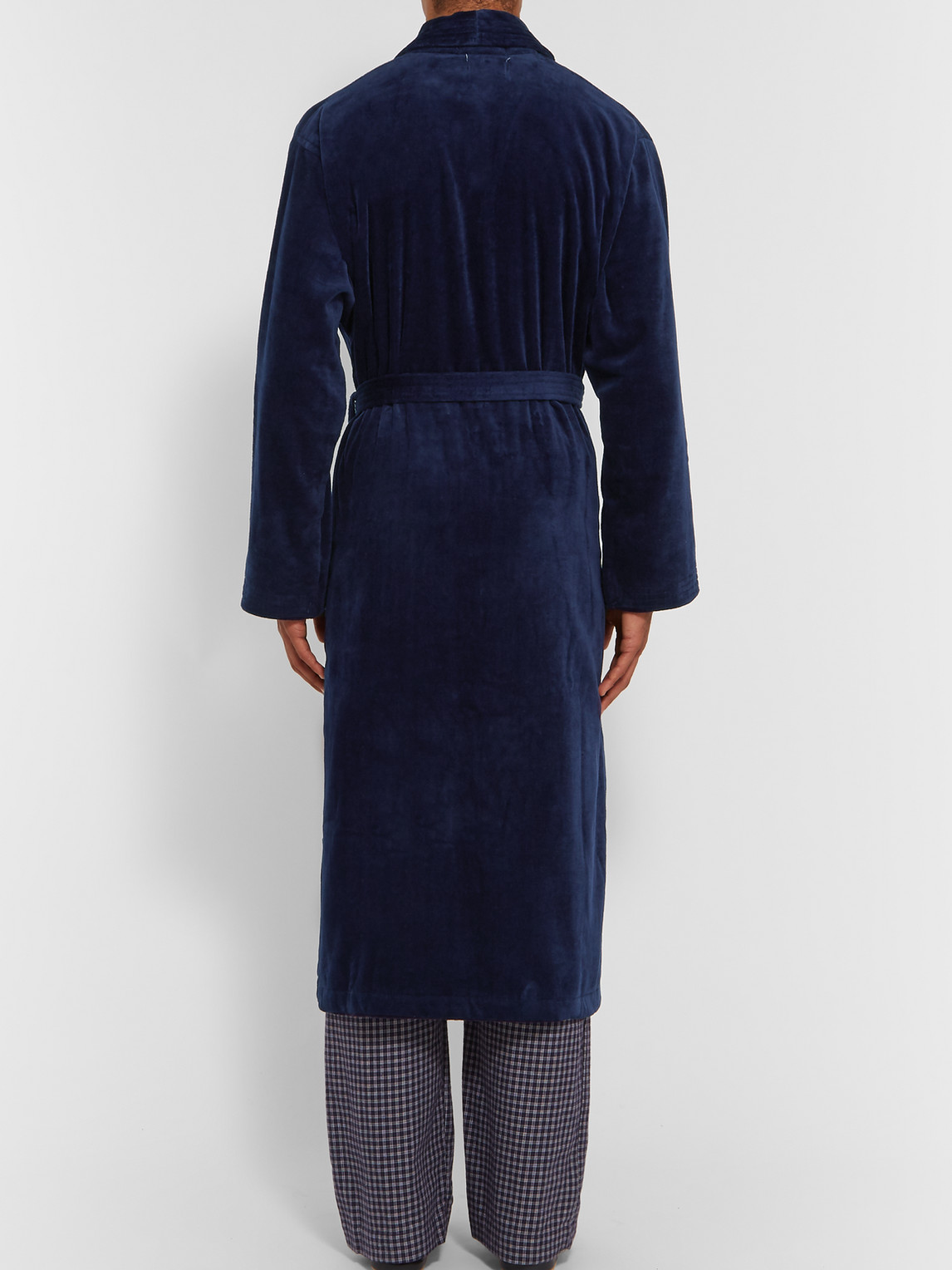 Shop Derek Rose Cotton-terry Robe In Blue