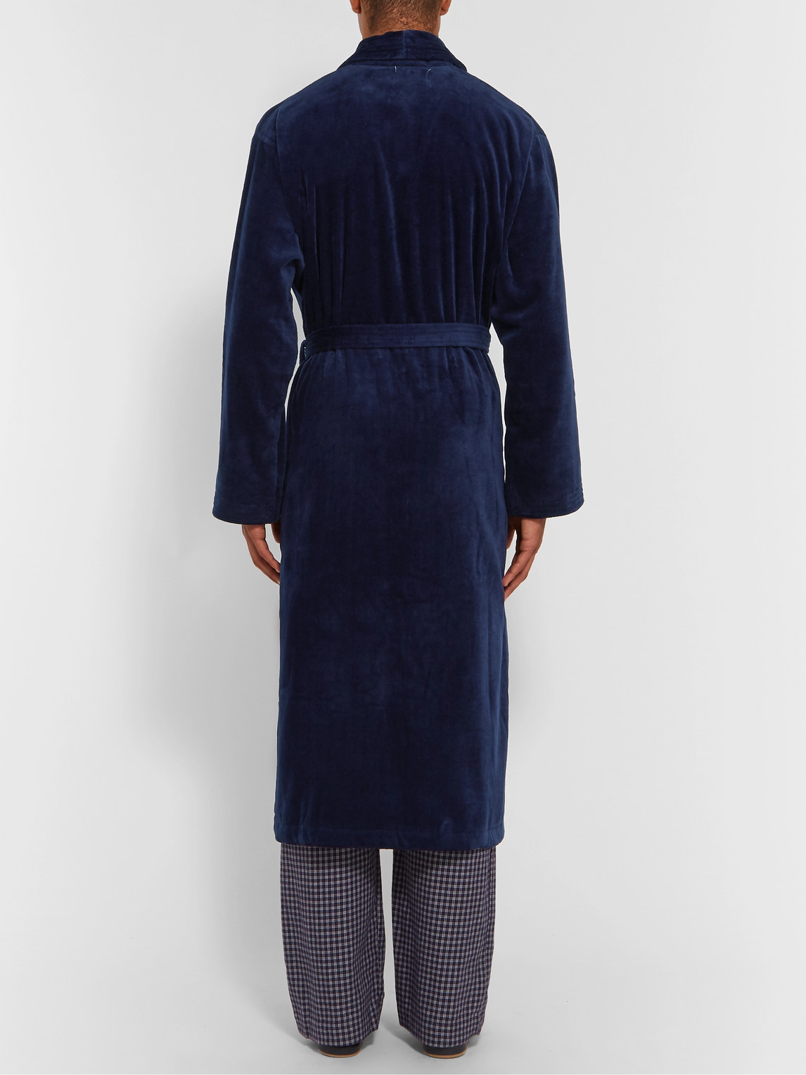 Shop Derek Rose Cotton-terry Robe In Blue